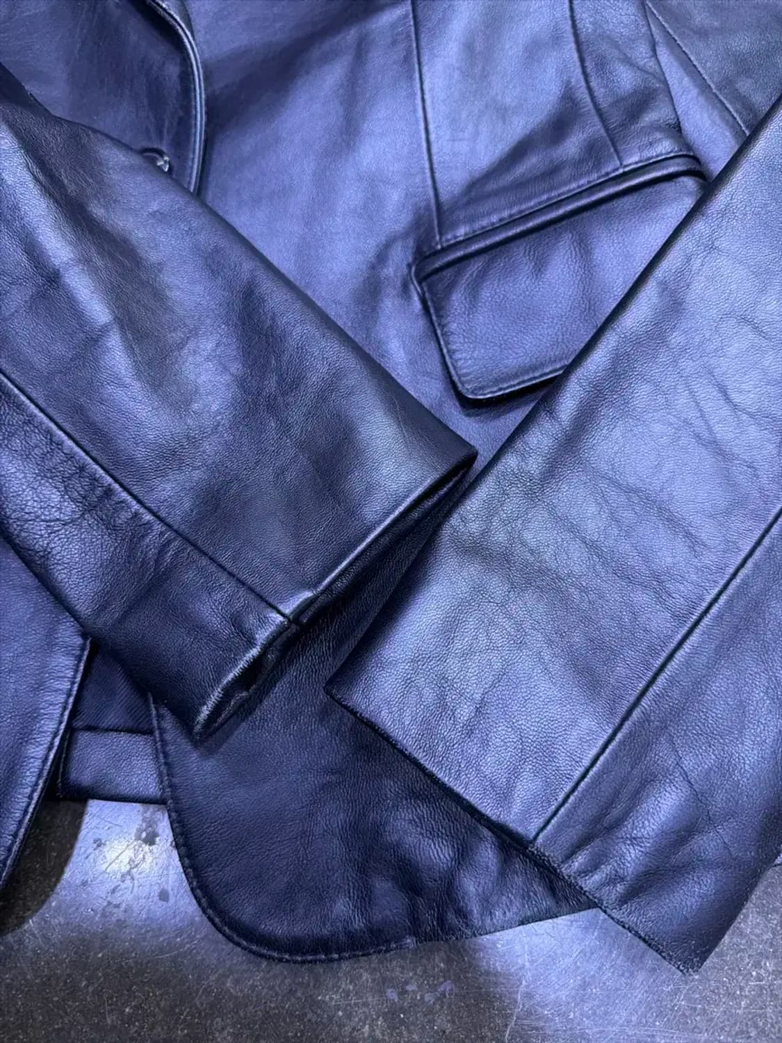 City G 심플 싱글 원버튼 블레이저 자켓 양가죽 레더 55 상품이미지5