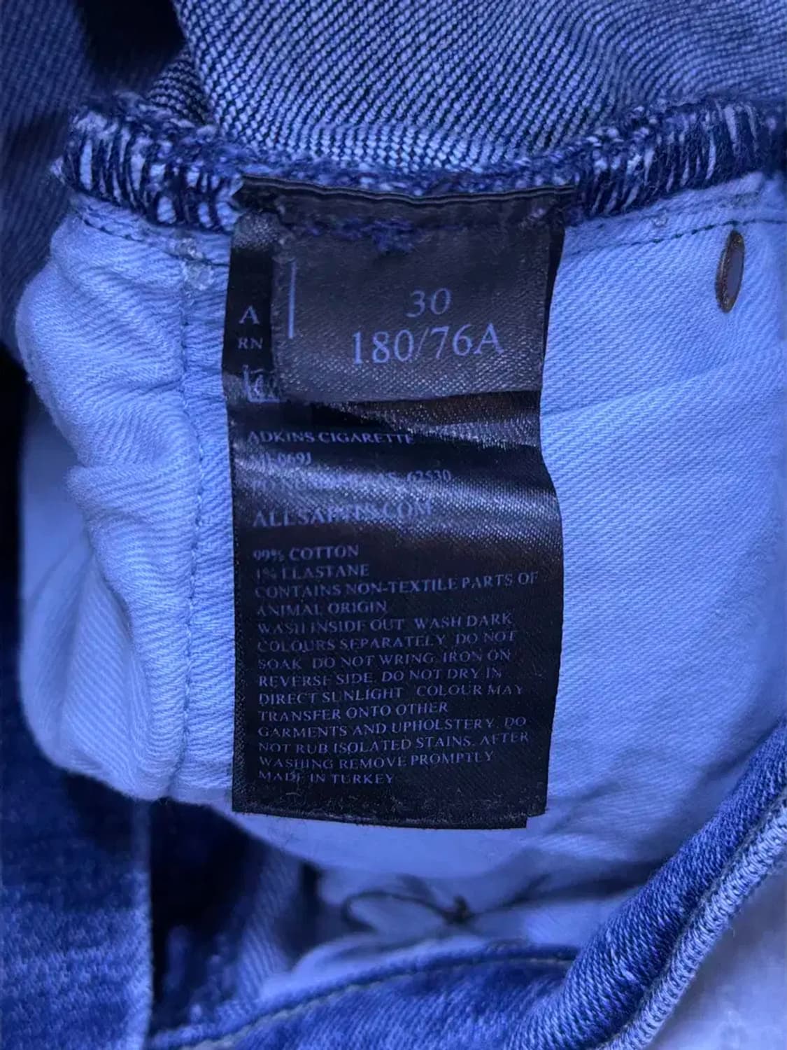 올세인츠 슬림핏 라인 워싱 데님팬츠 청바지 30 상품이미지10