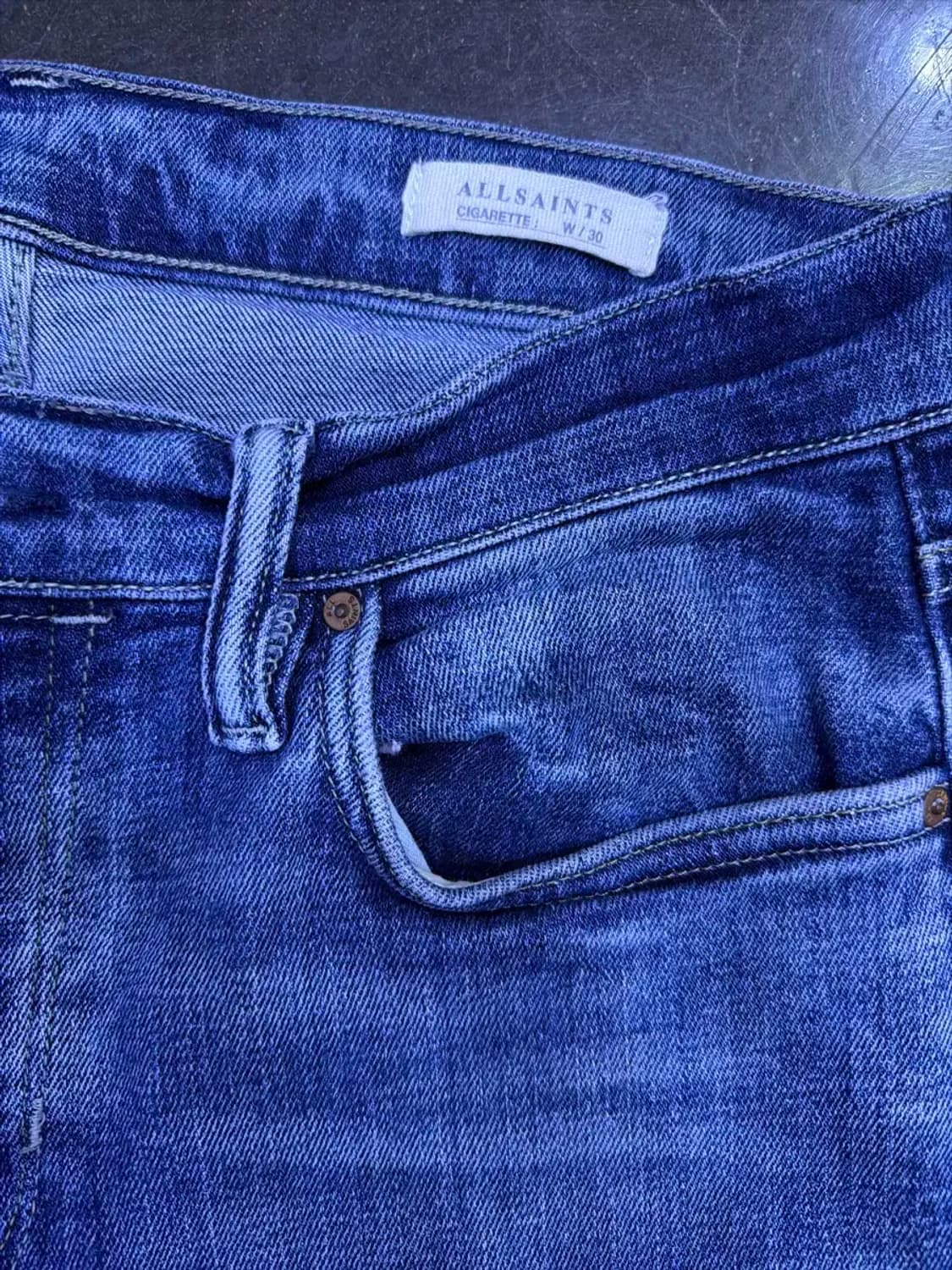 올세인츠 슬림핏 라인 워싱 데님팬츠 청바지 30 상품이미지9