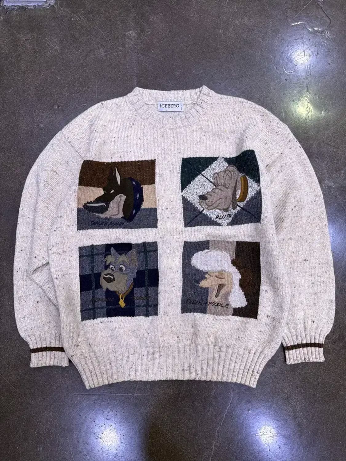 아이스버그 디즈니 캐릭터 자수 울 니트 스웨터 S 상품이미지1