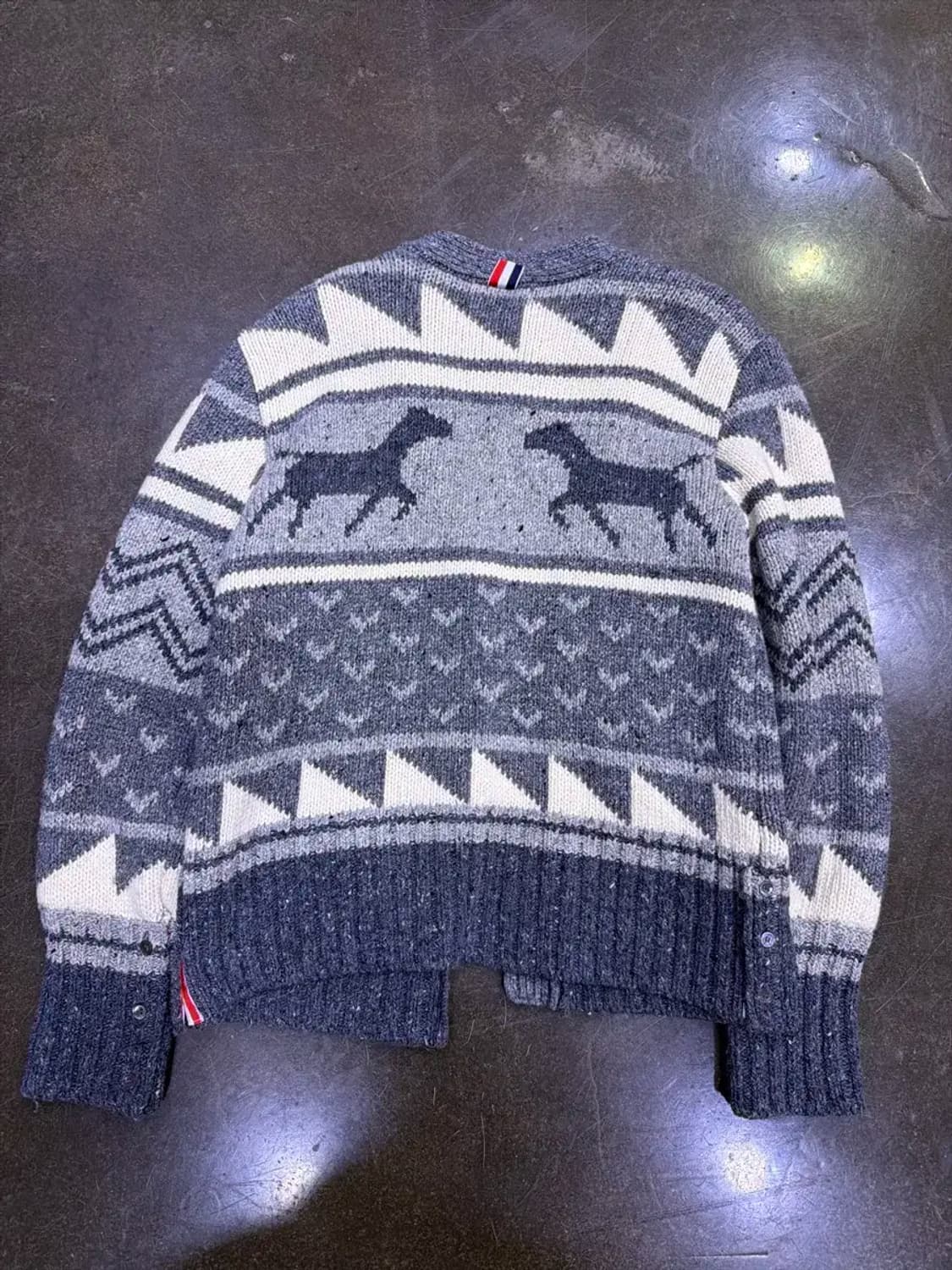 듀드나인 디어 페어아일 삼선 크롭 가디건 M 상품이미지2