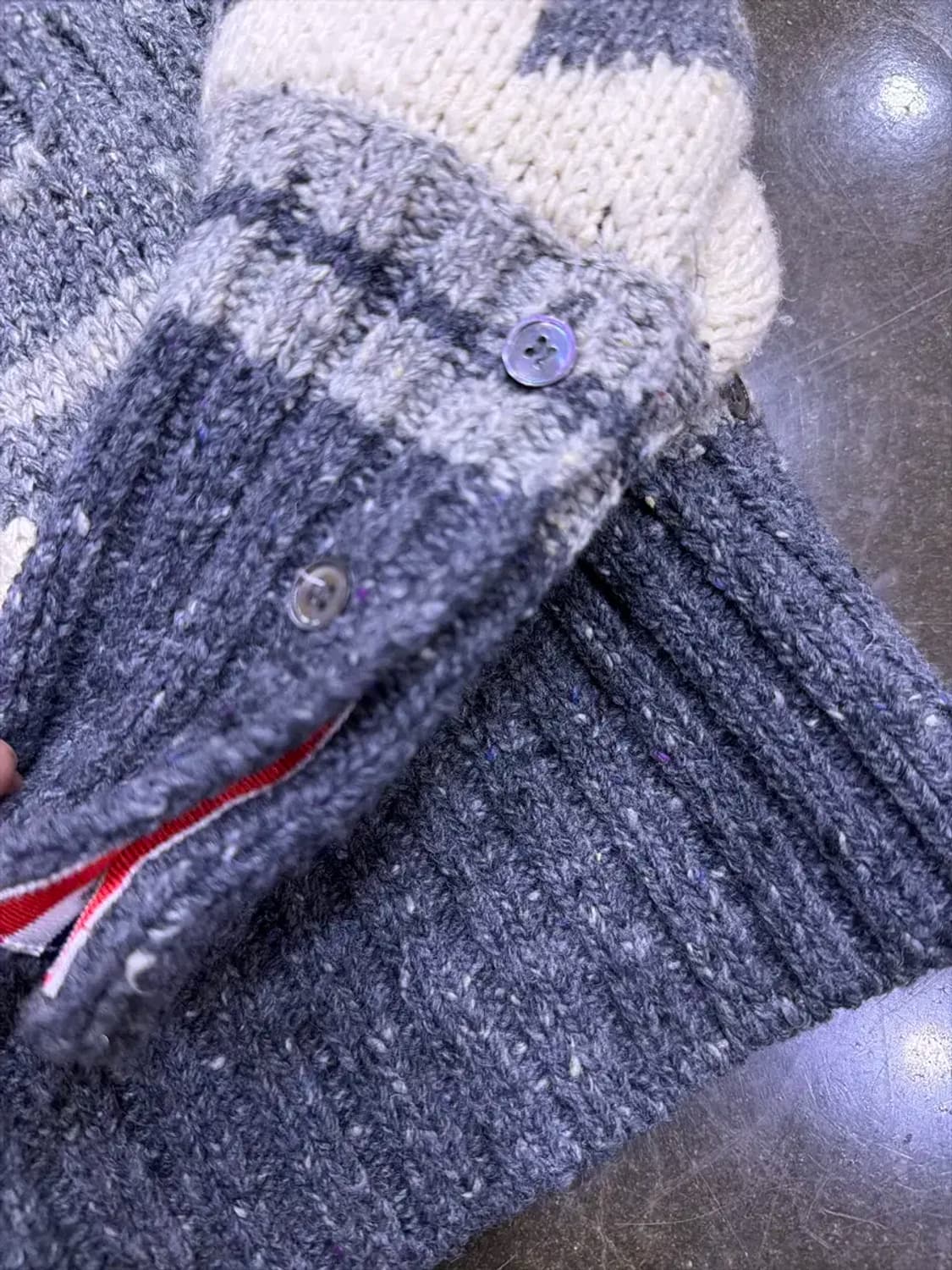 듀드나인 디어 페어아일 삼선 크롭 가디건 M 상품이미지5