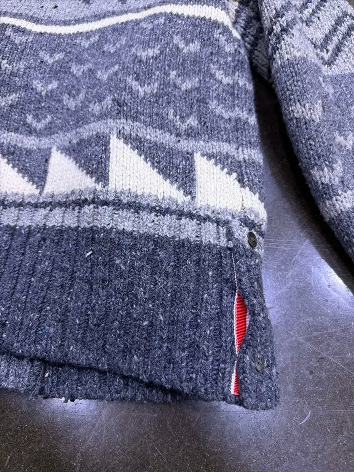 듀드나인 디어 페어아일 삼선 크롭 가디건 M 상품이미지6