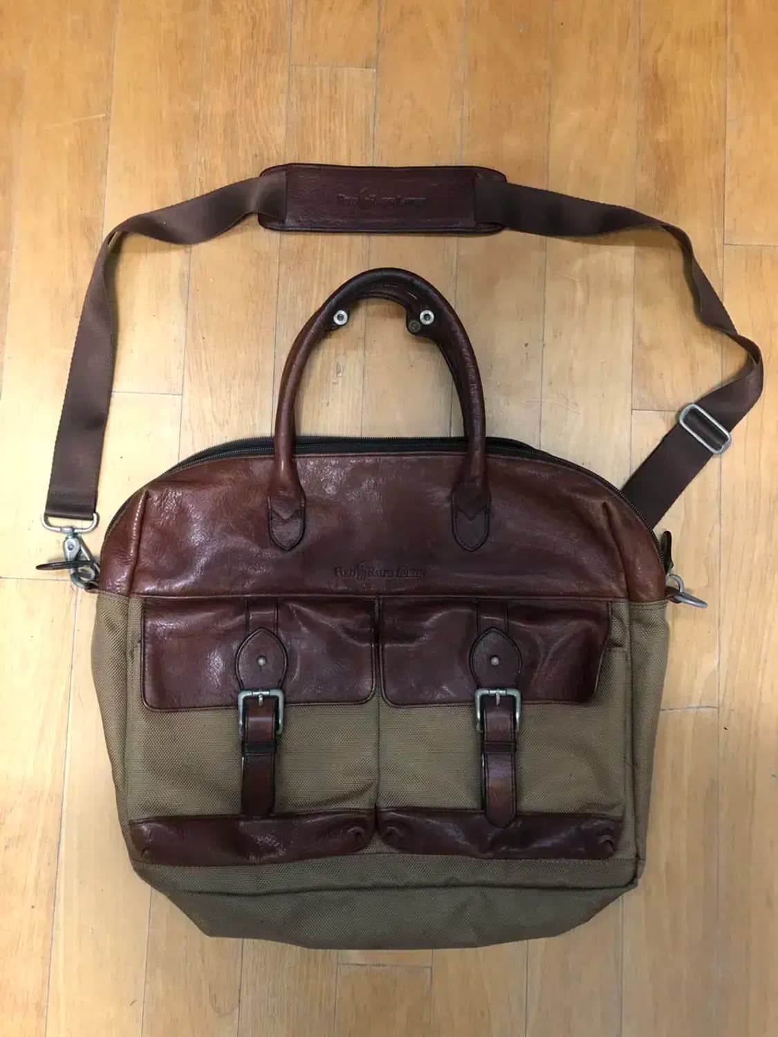 폴로 랄프로렌 빈티지 가죽 트리밍 캔버스 메신저 토트백 상품이미지1