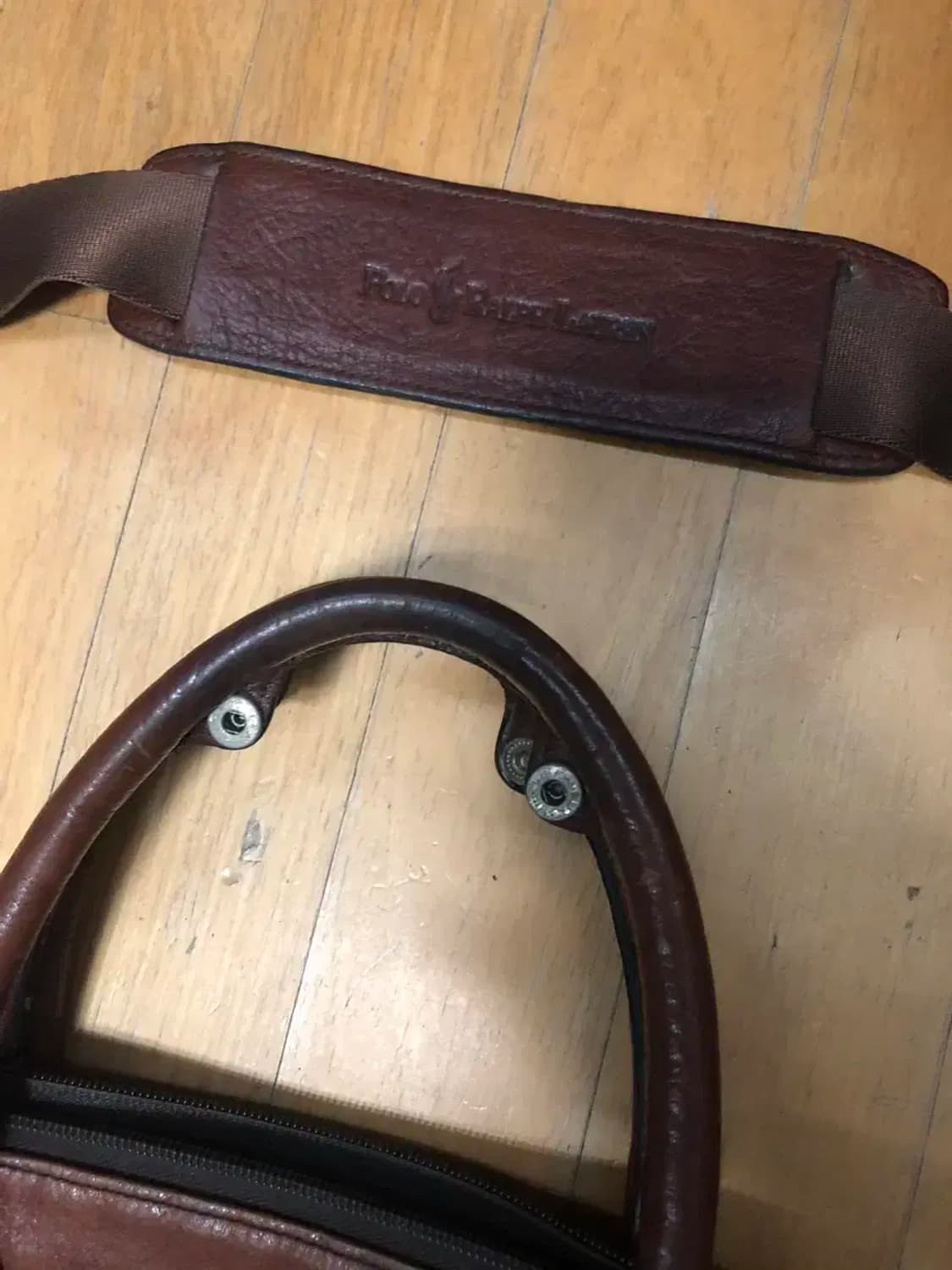 폴로 랄프로렌 빈티지 가죽 트리밍 캔버스 메신저 토트백 상품이미지3