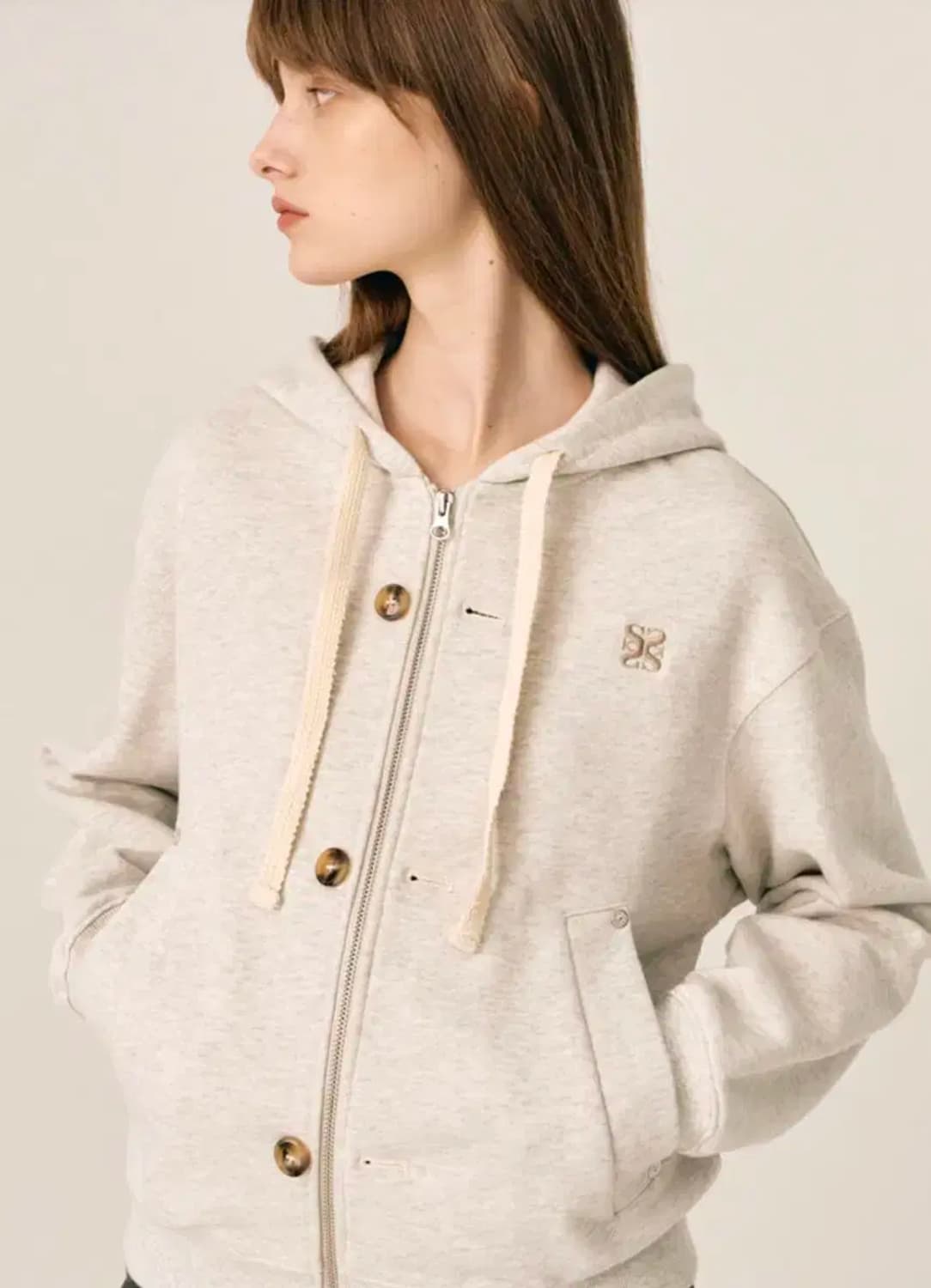 세터 테오 코튼 올 데이 후드 집업 멜란지 그레이 M 상품이미지3