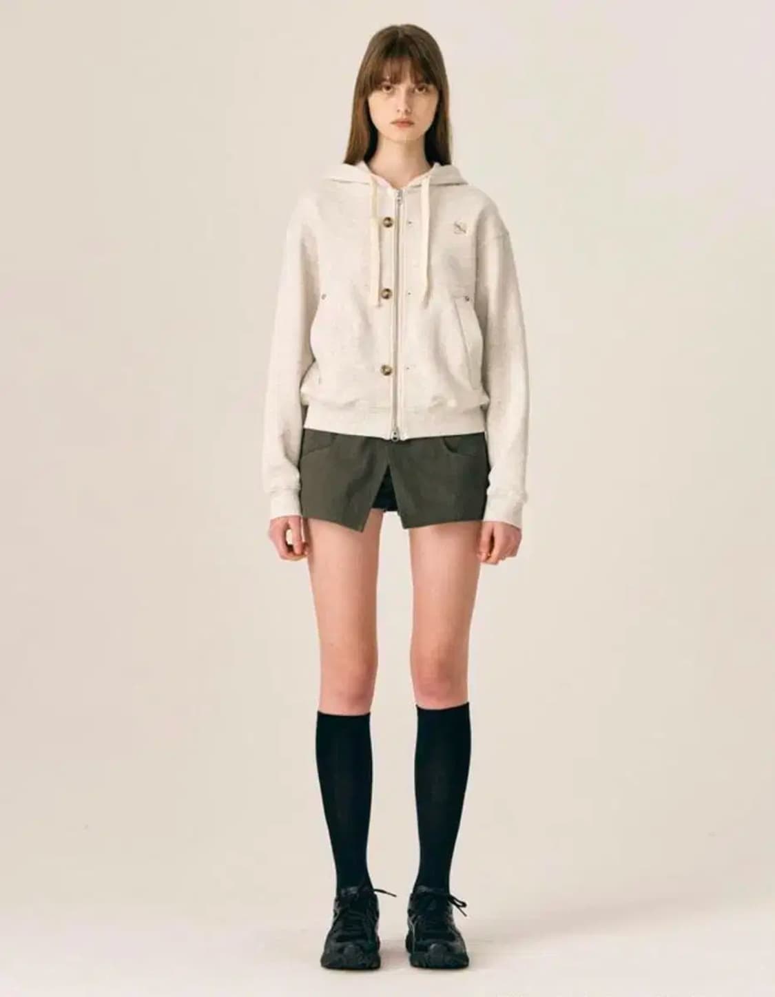 세터 테오 코튼 올 데이 후드 집업 멜란지 그레이 M 상품이미지4