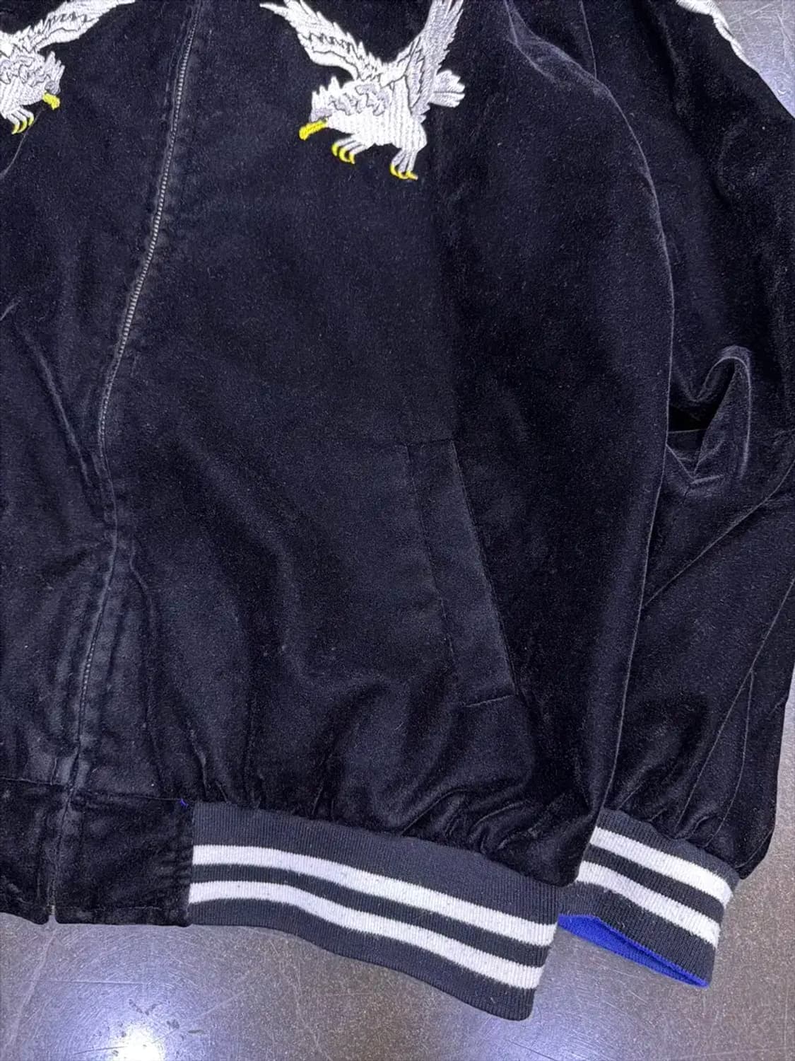 벨벳 리버서블 양면 이글스 타이거 자수 스카쟌 자켓 L 상품이미지6