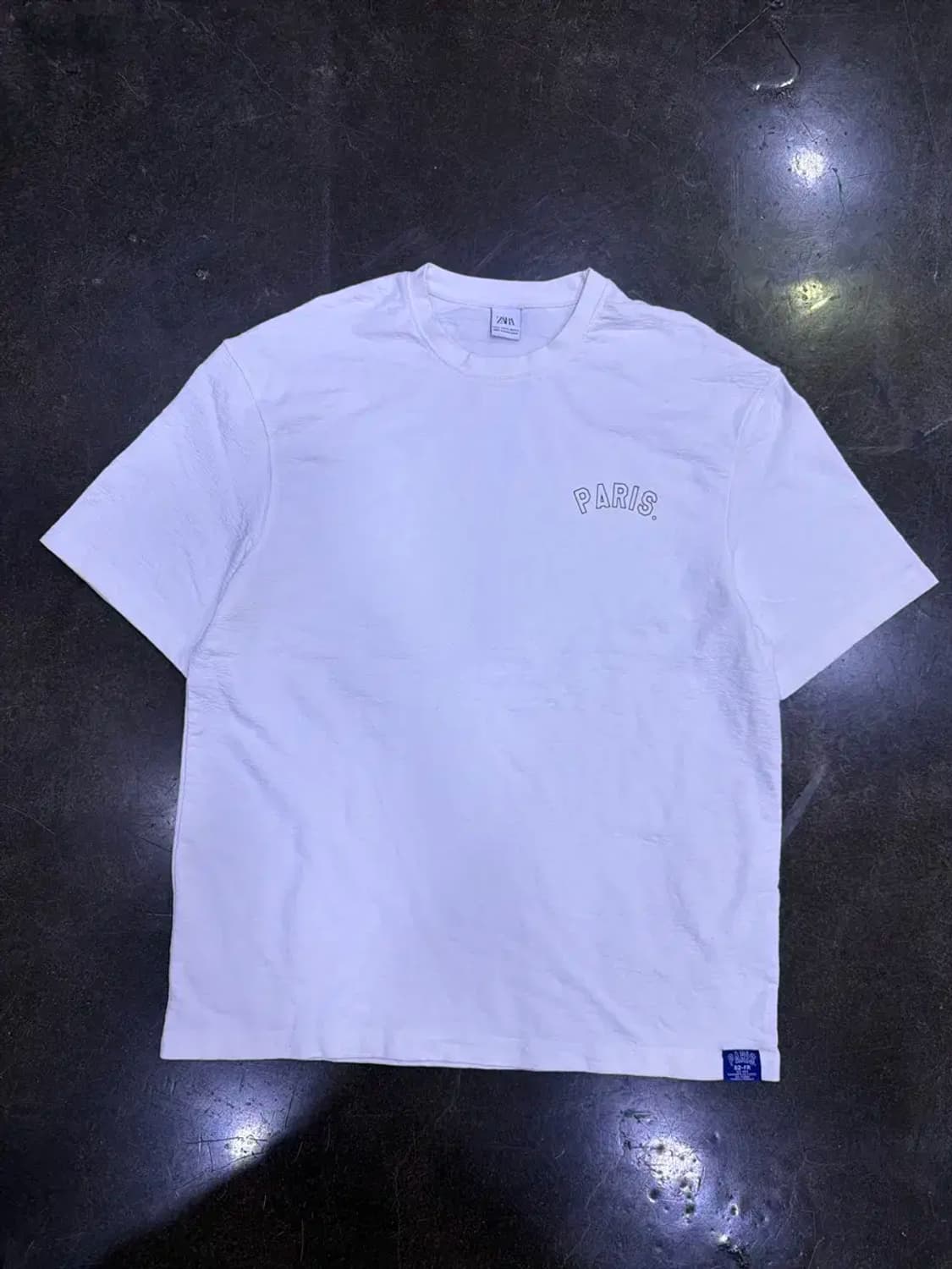 자라 PARIS 흰색 반팔 앵커 티셔츠 XL 상품이미지1