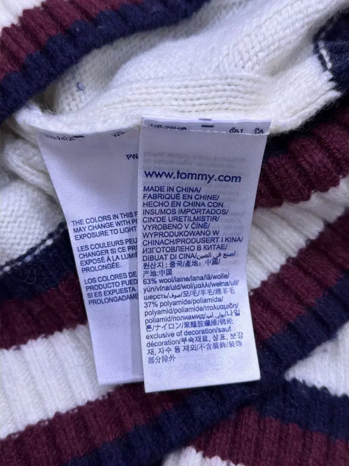 타미힐피거 모노그램 케이블 V넥 니트 스웨터 L 상품이미지9