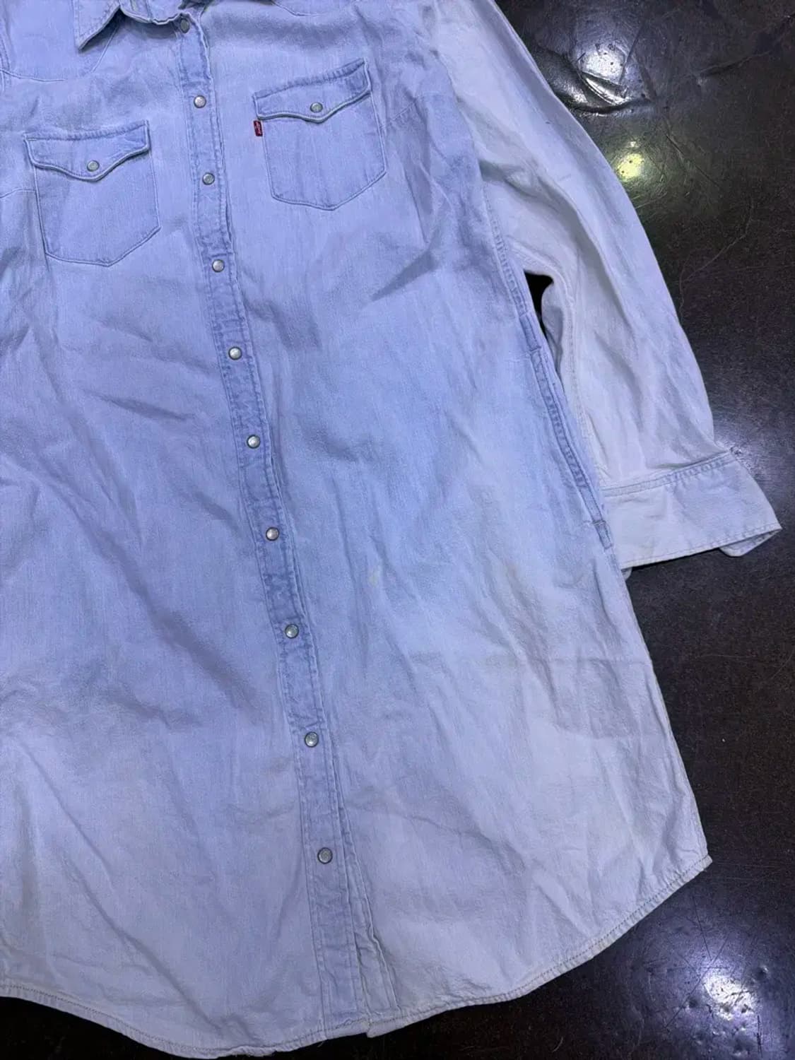리바이스 연청 워싱 데님셔츠 원피스 M 상품이미지5
