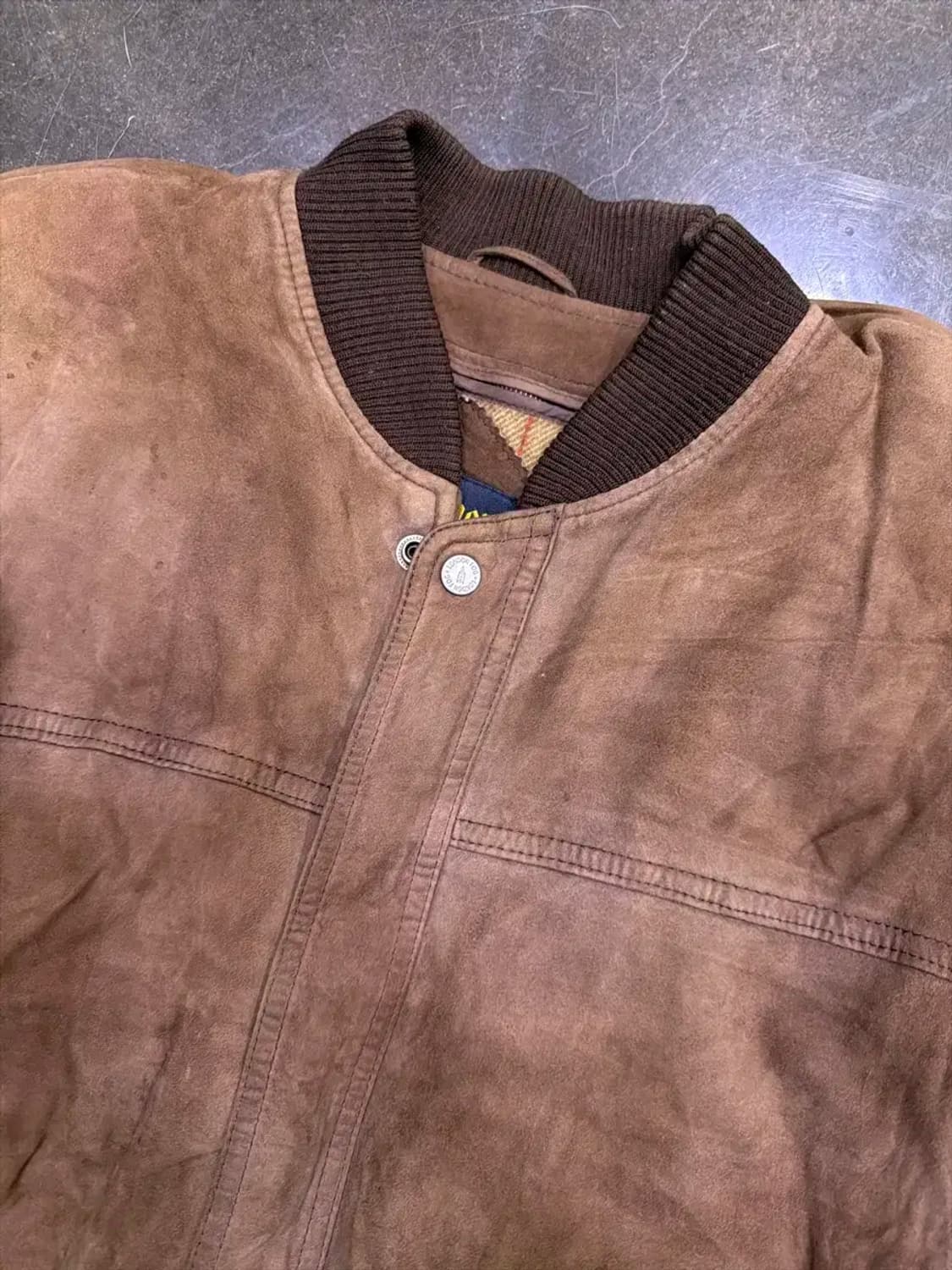 런던포그 산양가죽 스웨이드 레더자켓 블루종 M 상품이미지3