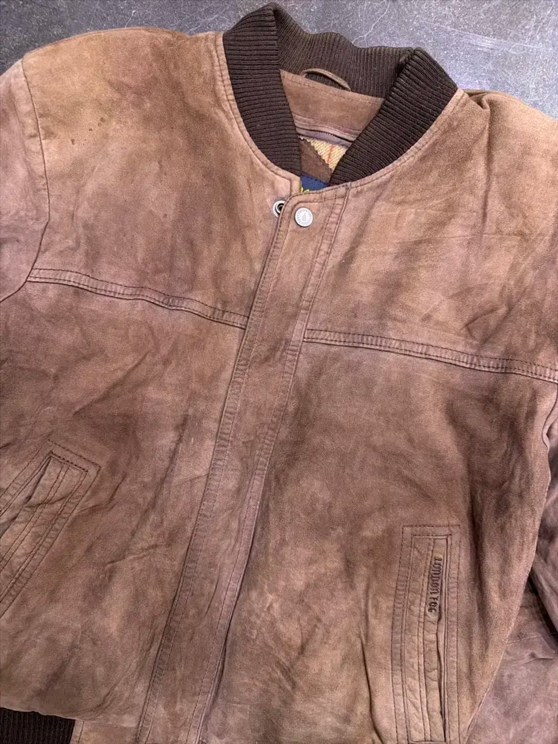 런던포그 산양가죽 스웨이드 레더자켓 블루종 M 상품이미지4