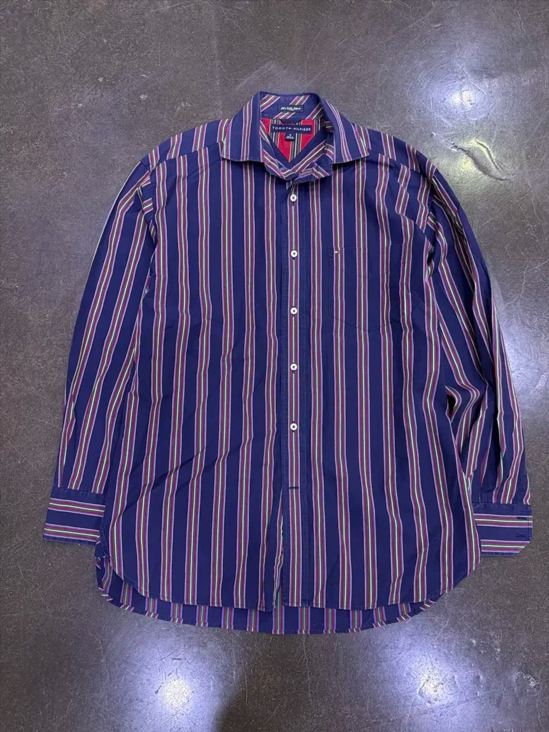 타미힐피거 투플라이 스트라이프 레귤러 칼라 셔츠 M 상품이미지1