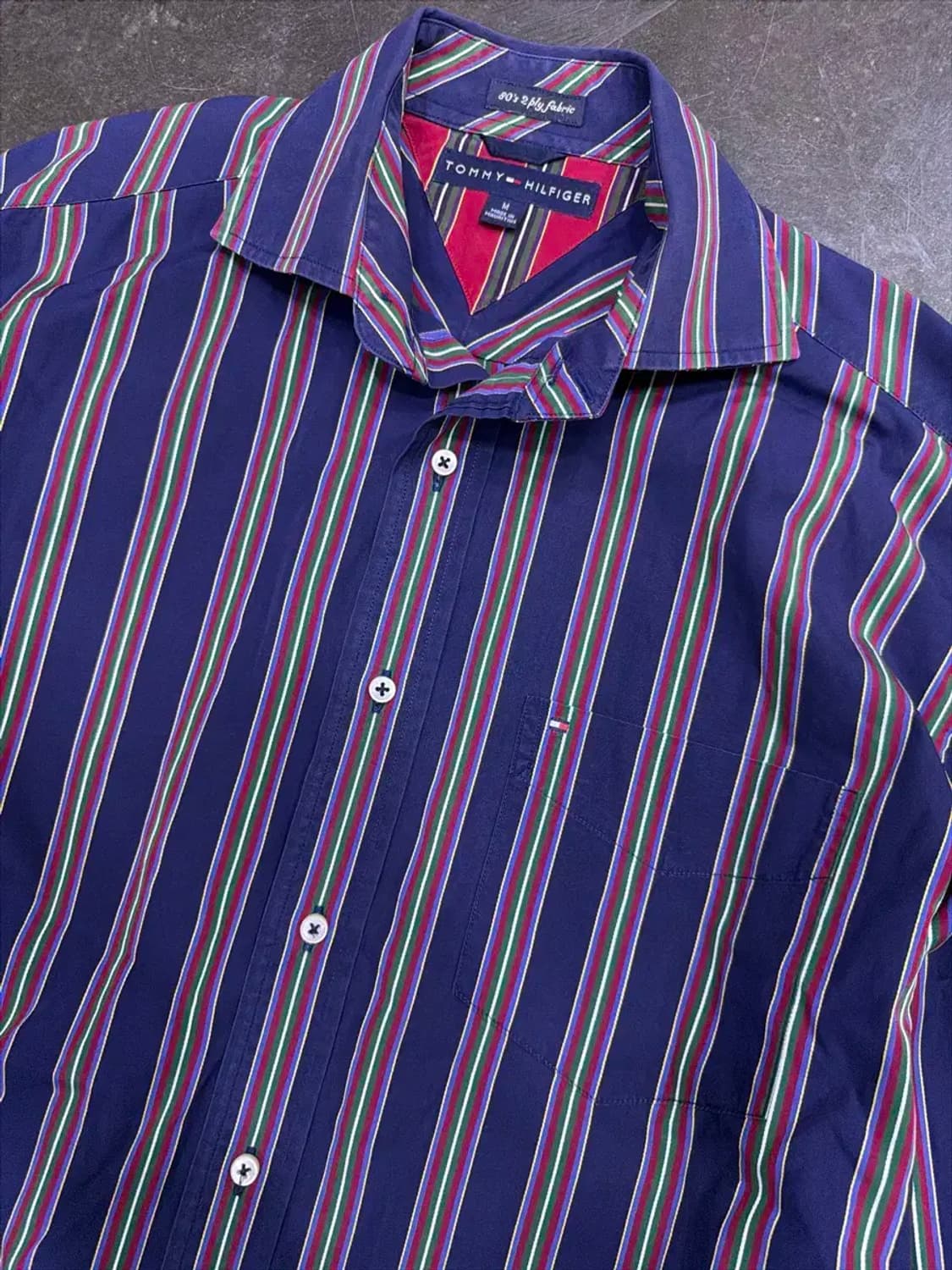 타미힐피거 투플라이 스트라이프 레귤러 칼라 셔츠 M 상품이미지3