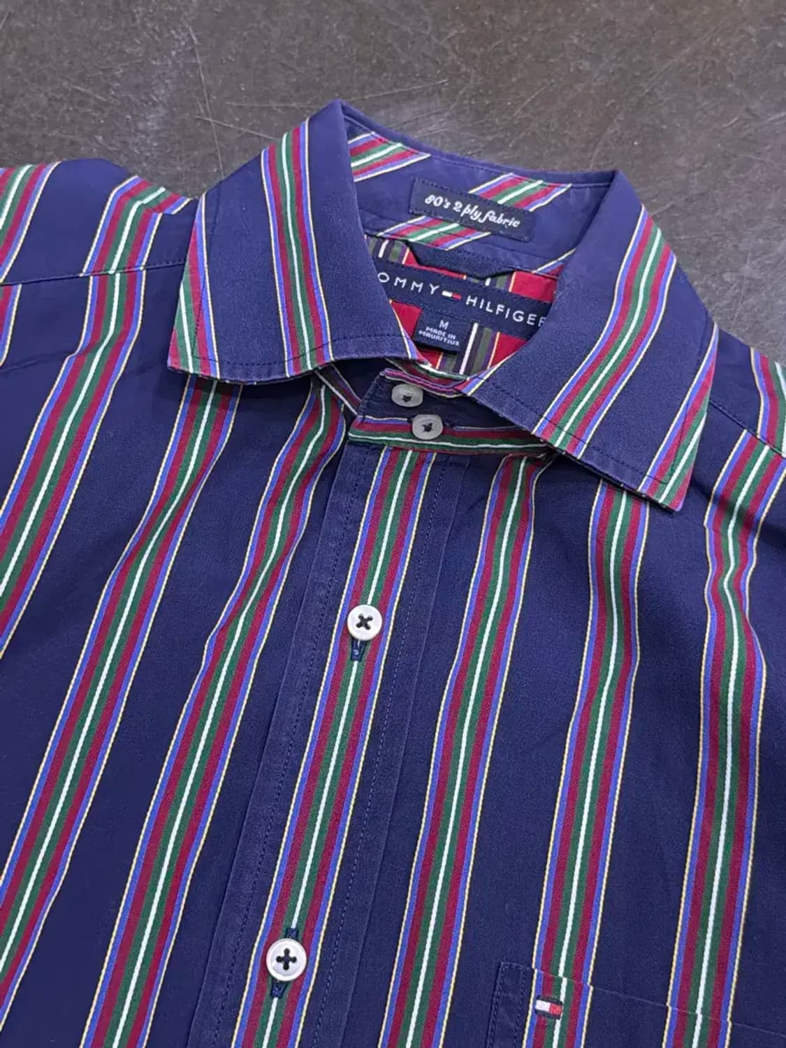 타미힐피거 투플라이 스트라이프 레귤러 칼라 셔츠 M 상품이미지5