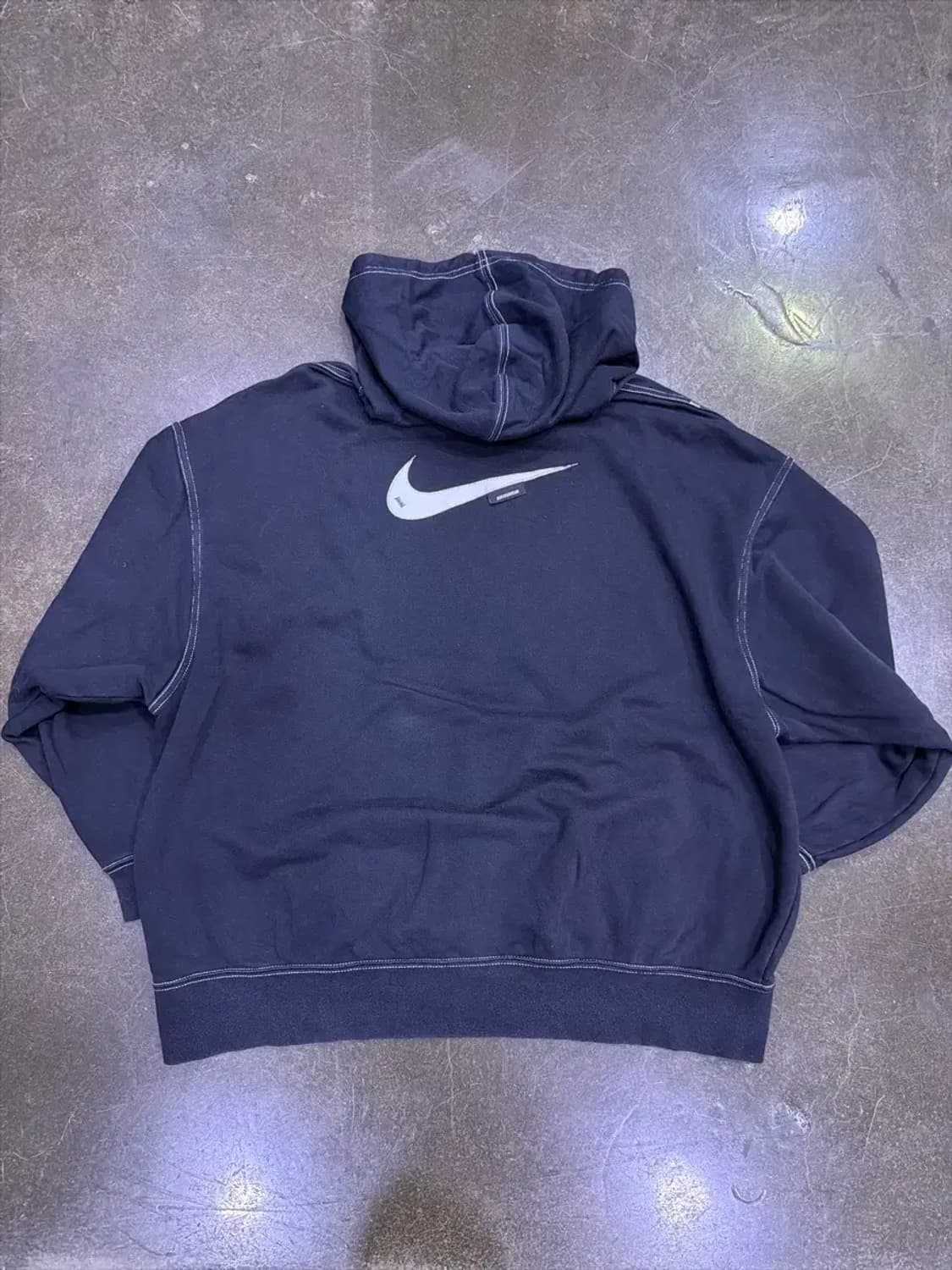 나이키 블랙 화이트 스티치 포인트 스우시 패치 후디 후드티 M 상품이미지2