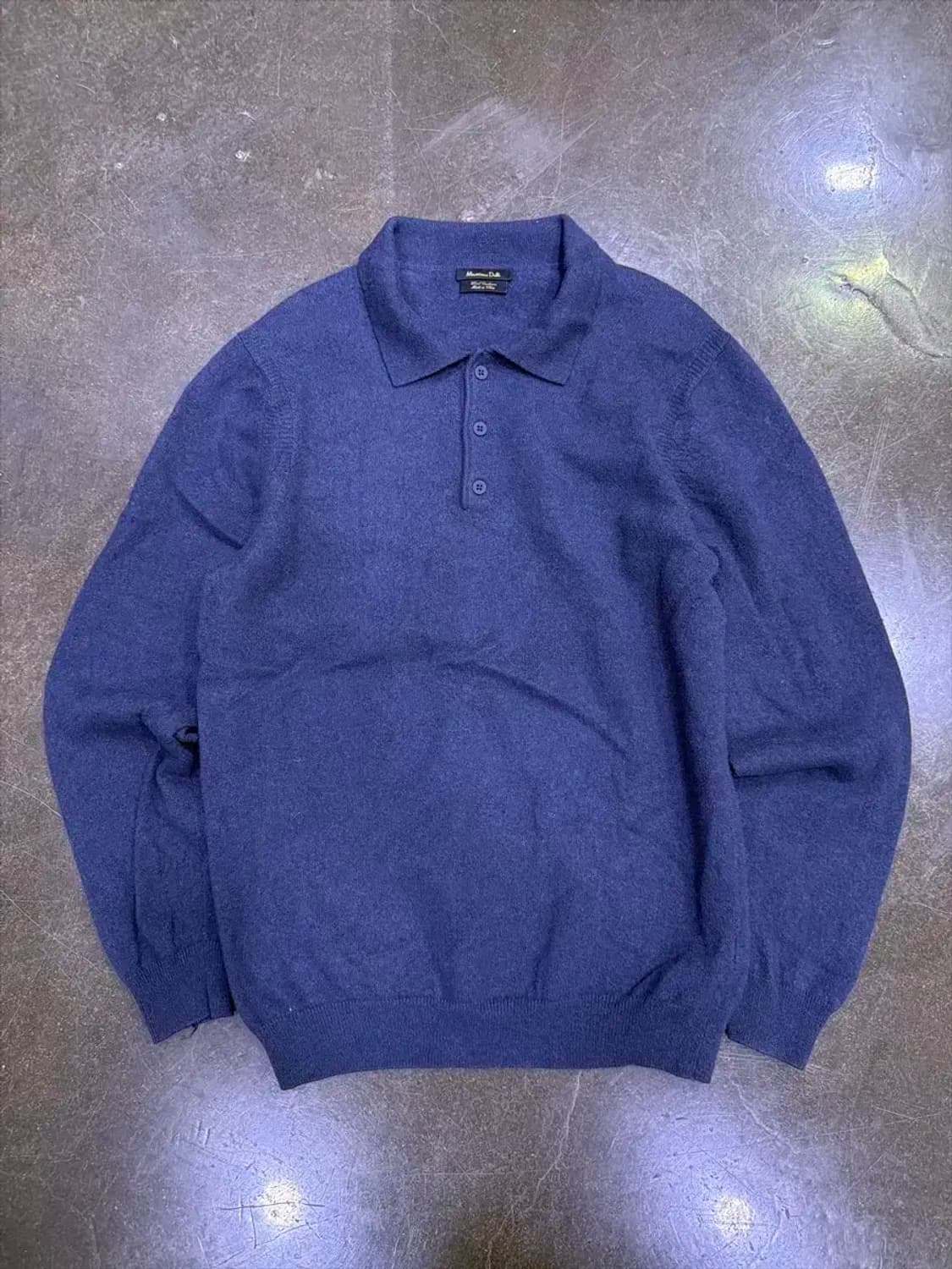 마시모두띠 네이비 울 캐시미어 카라 니트 스웨터 L 상품이미지1