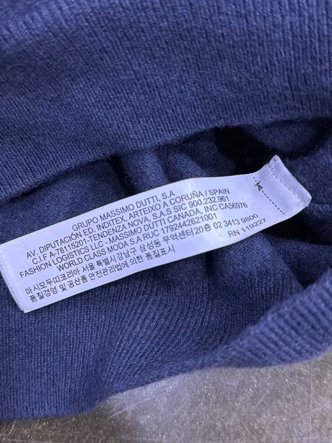 마시모두띠 네이비 울 캐시미어 카라 니트 스웨터 L 상품이미지7