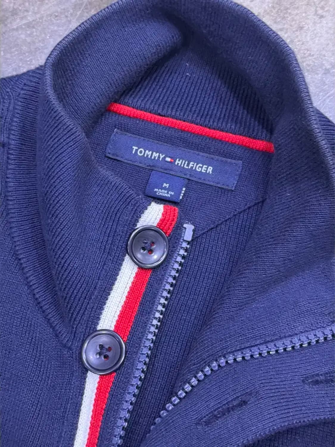 타미힐피거 투포켓 코튼 니트 삼선 니트 지퍼 가디건 M 상품이미지4