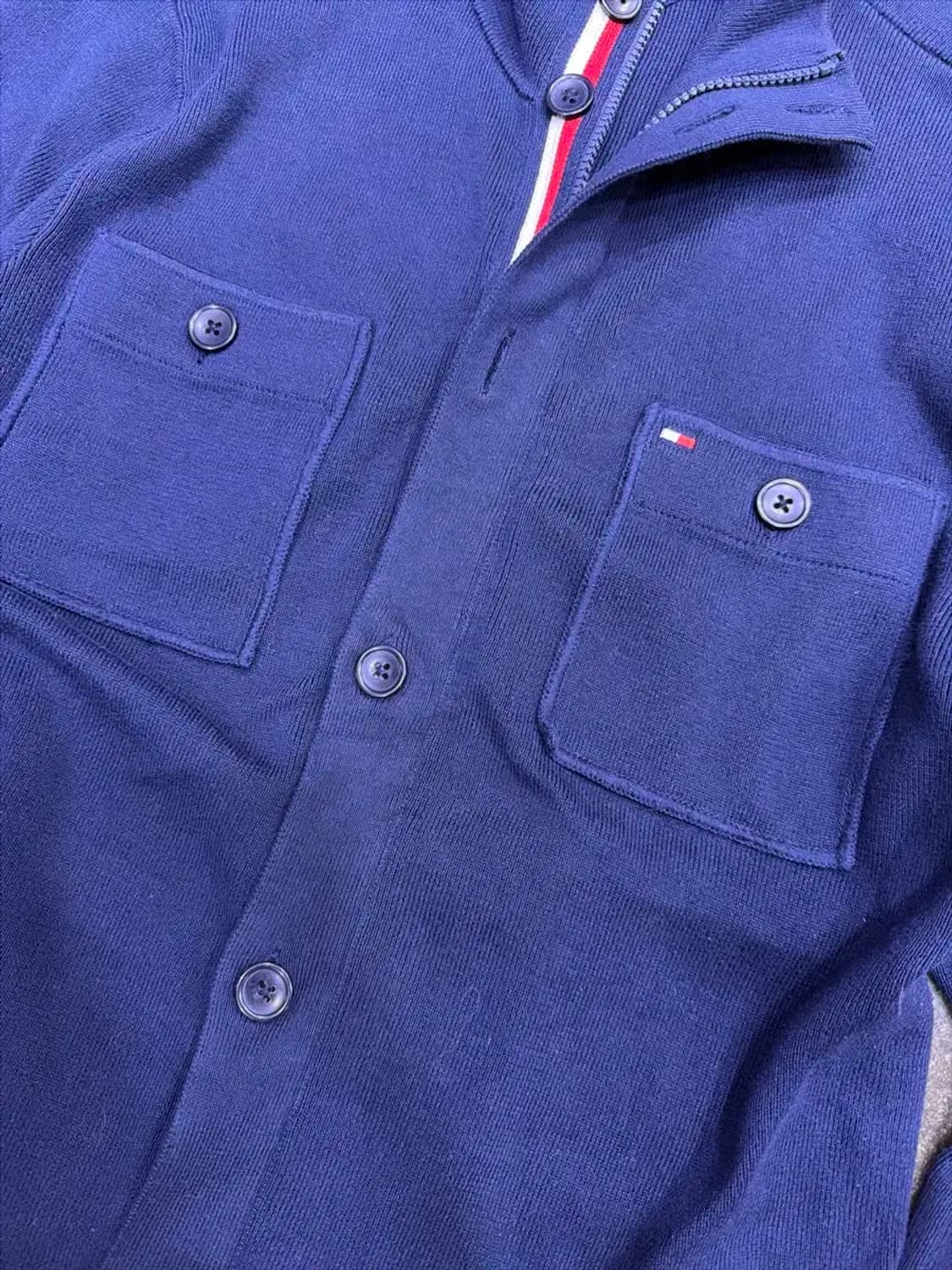 타미힐피거 투포켓 코튼 니트 삼선 니트 지퍼 가디건 M 상품이미지5