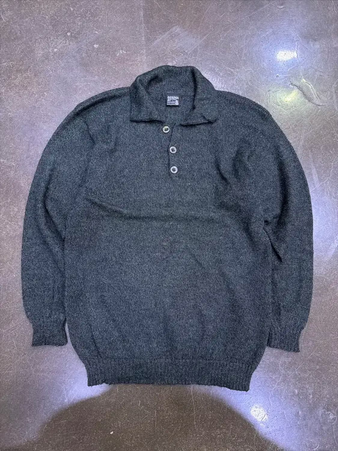 알파카 100% 울 버튼 니트 스웨터 다크 올리브 M 상품이미지1