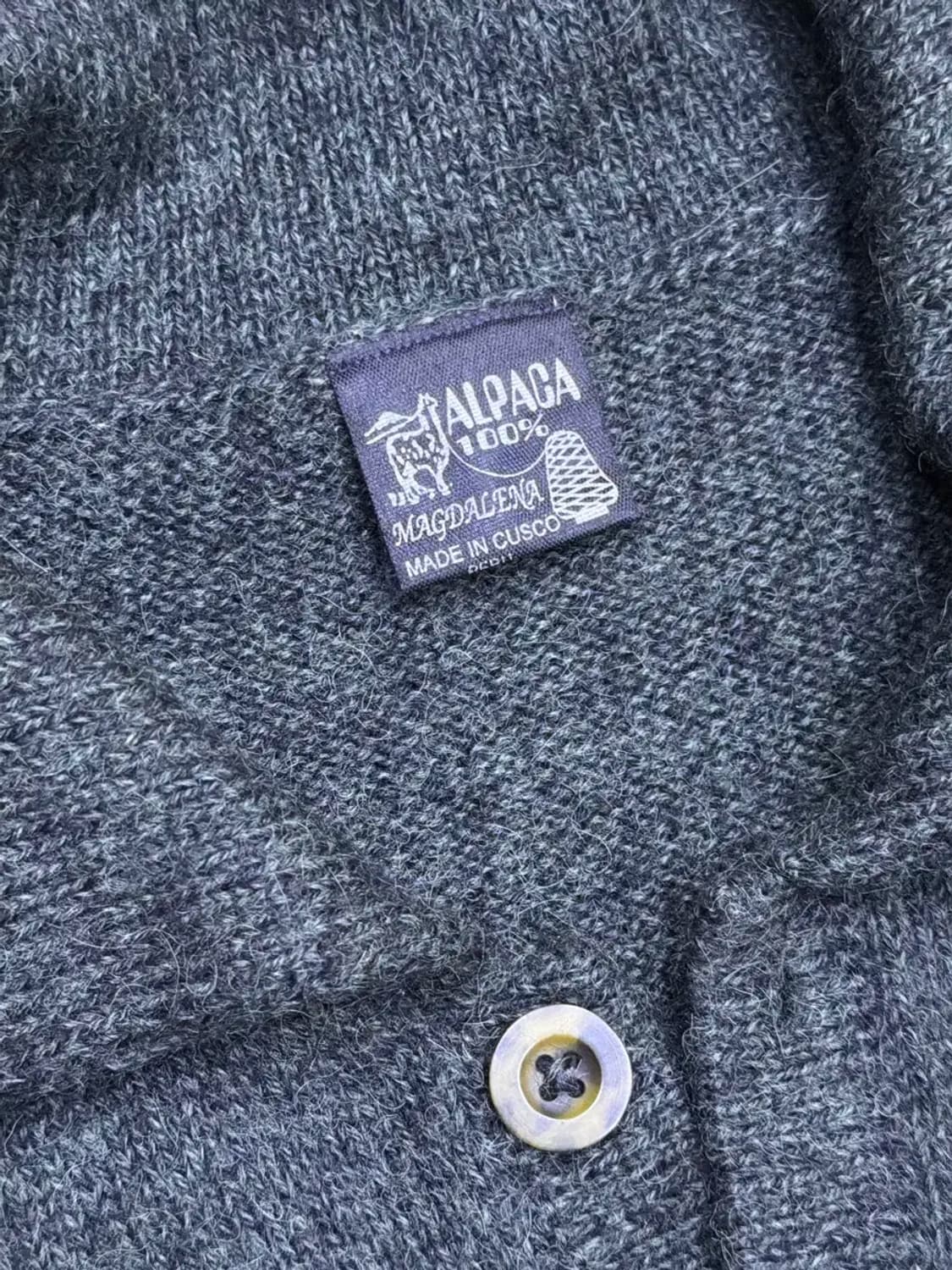 알파카 100% 울 버튼 니트 스웨터 다크 올리브 M 상품이미지6