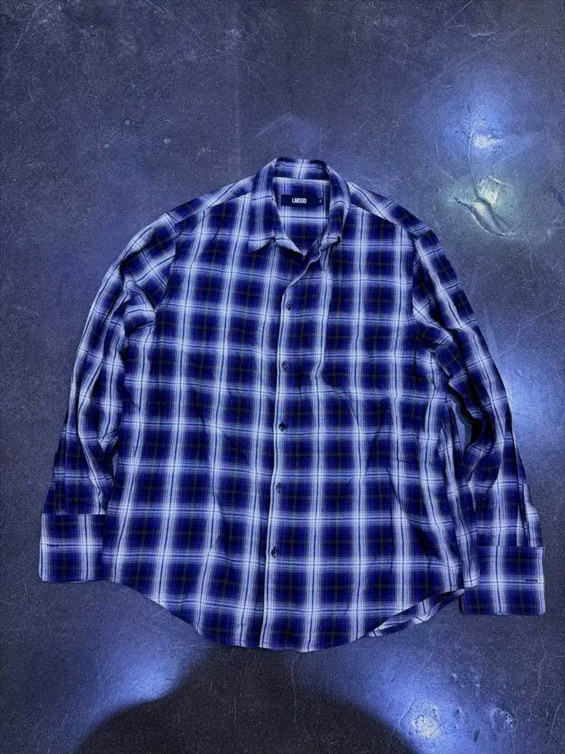 엘무드 체크 패턴 빅 커프스 셔츠 48 상품이미지1