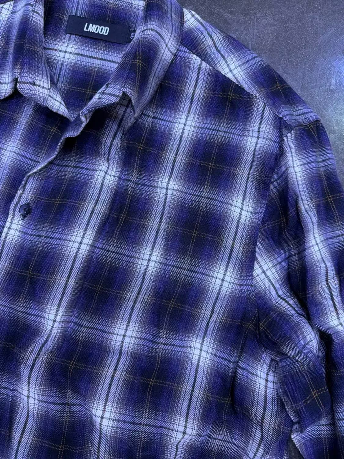 엘무드 체크 패턴 빅 커프스 셔츠 48 상품이미지3