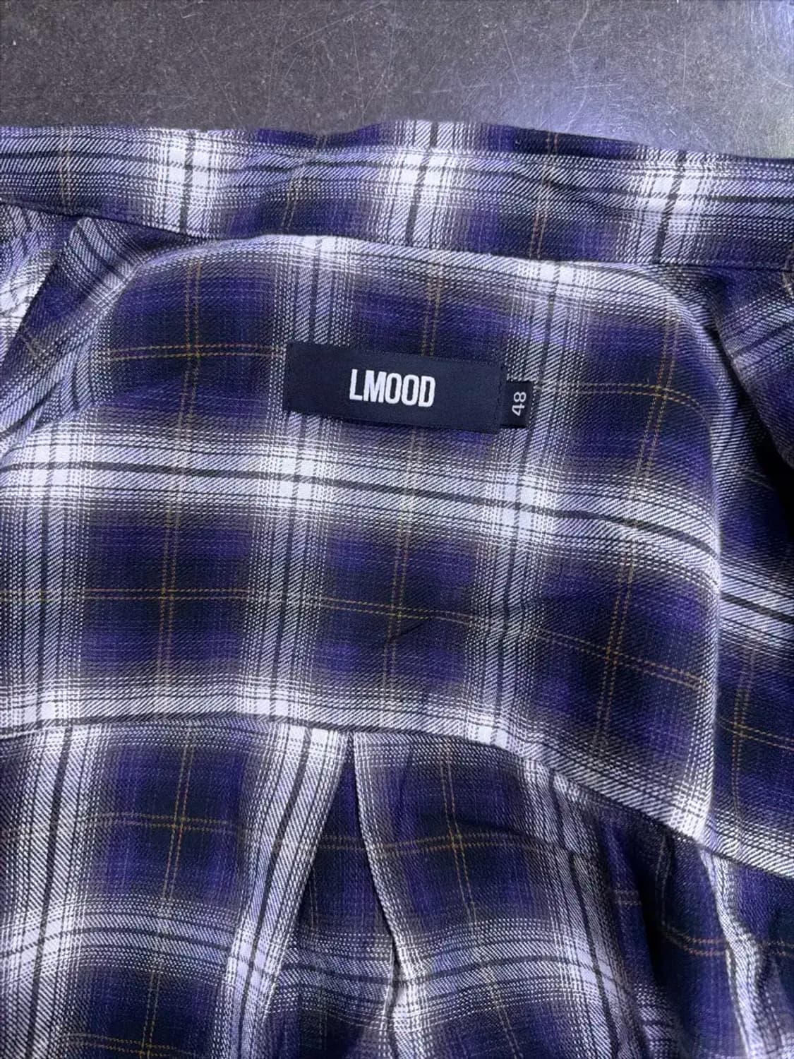 엘무드 체크 패턴 빅 커프스 셔츠 48 상품이미지6