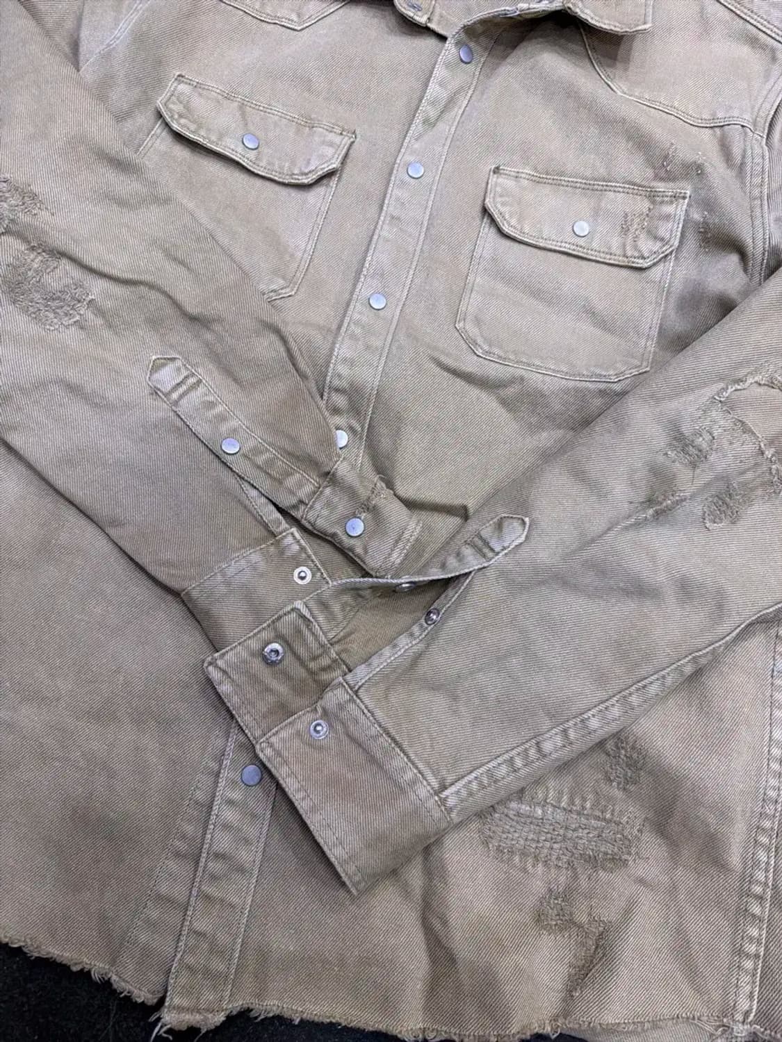 자라 빈티지 워싱 데미지 워크셔츠 XL 상품이미지6