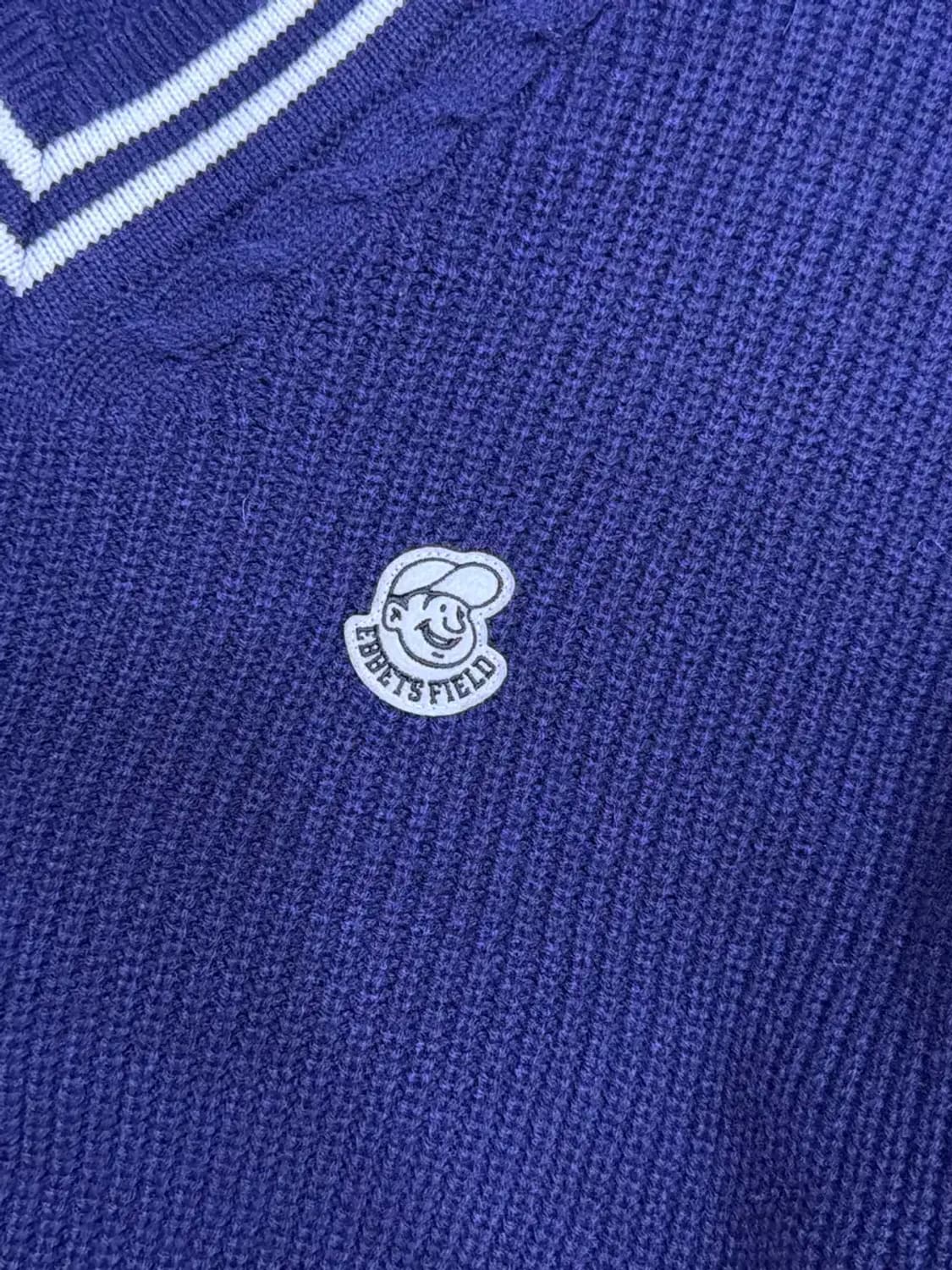 이벳필드 벳츠 V넥 케이블 배색 니트 스웨터 네이비 XL 상품이미지5