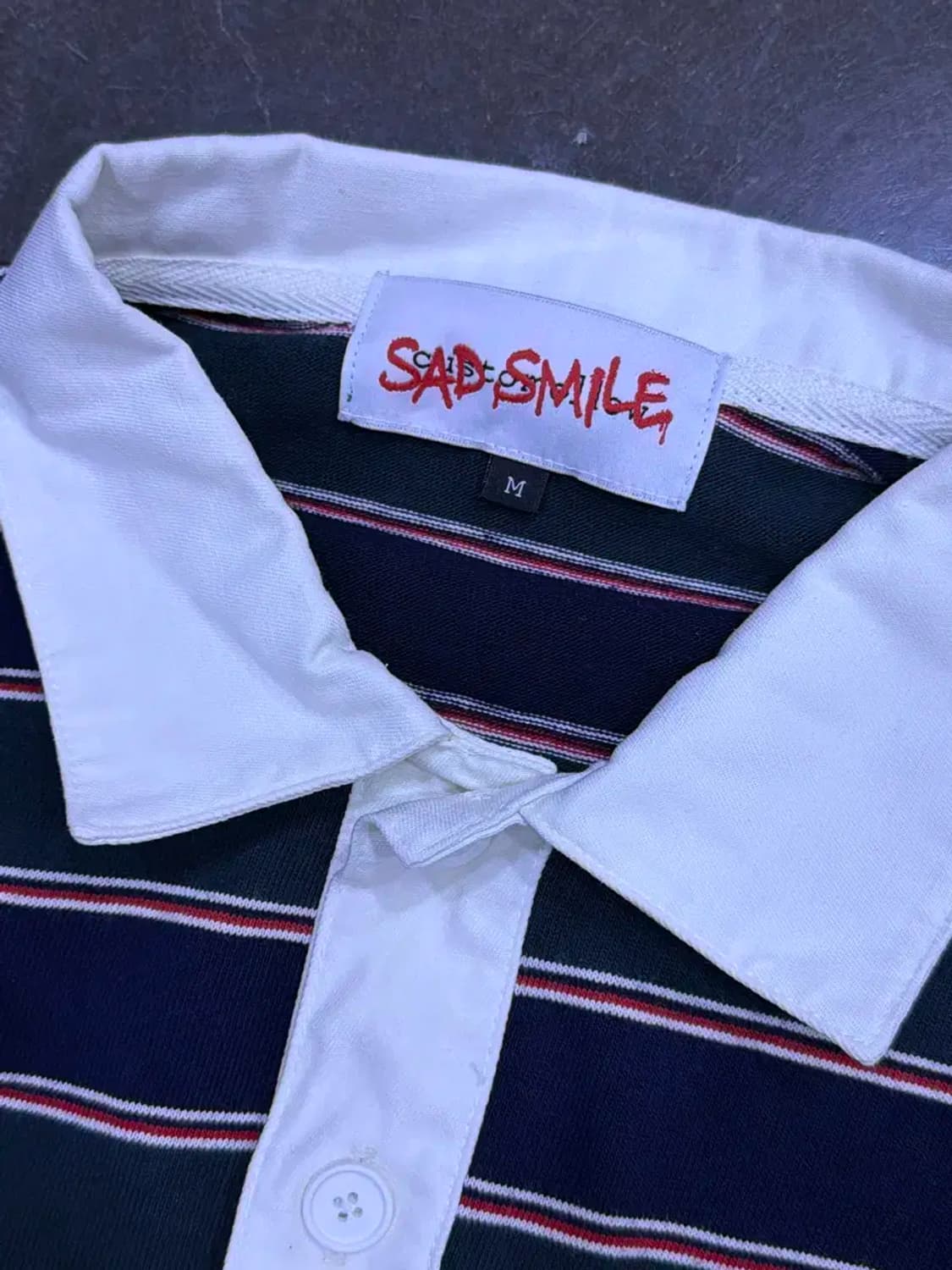 커스텀멜로우 새드스마일 스트라이프 럭비티 M 상품이미지3