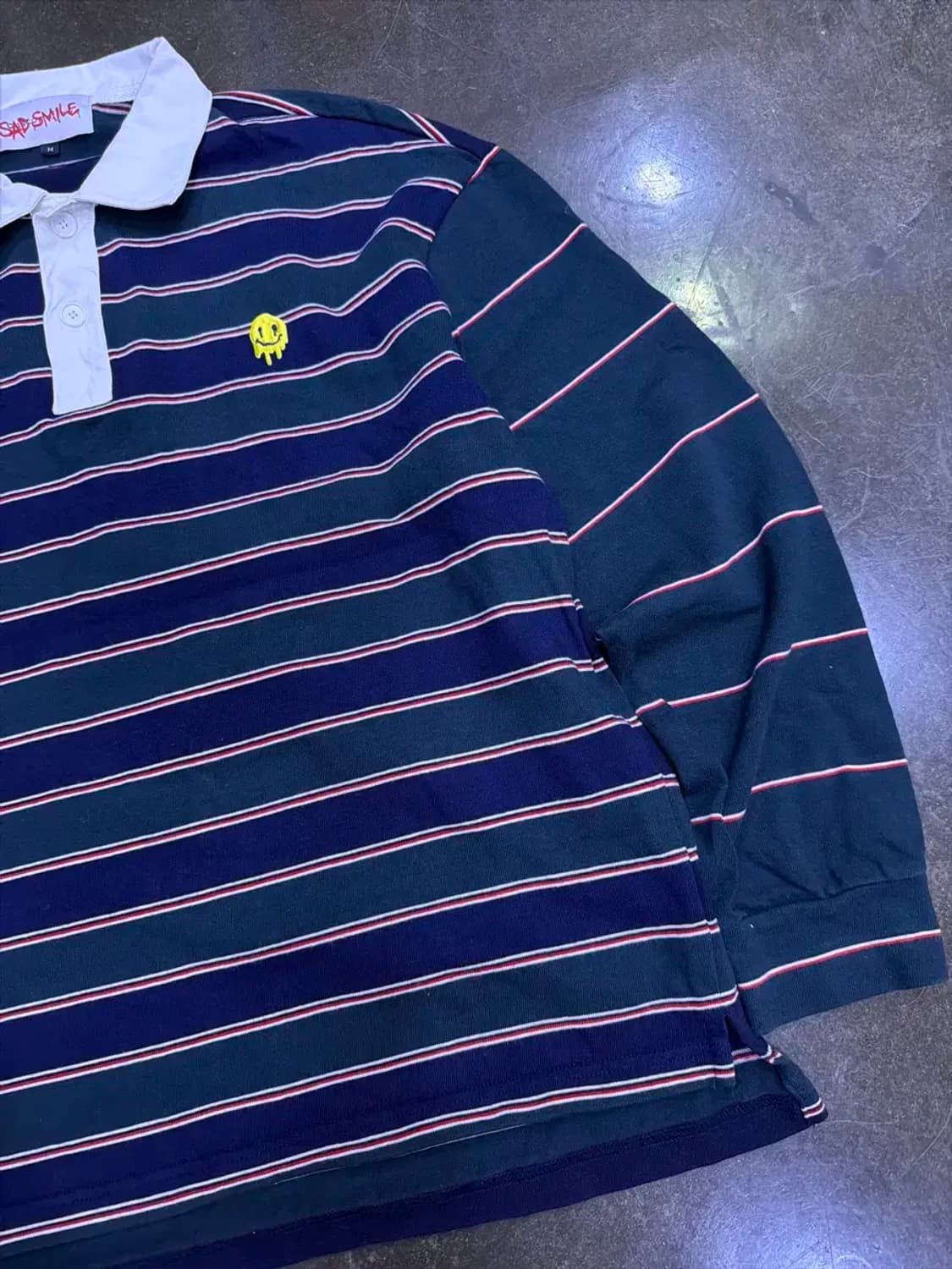 커스텀멜로우 새드스마일 스트라이프 럭비티 M 상품이미지6