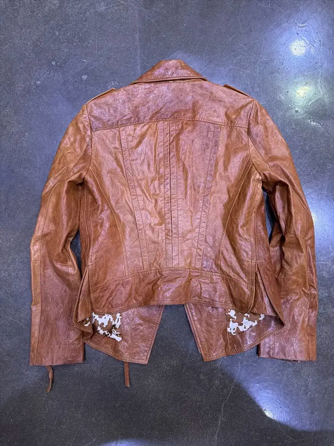 미니멈 빈티지 워싱 브라운 레더 양가죽 라이더자켓 55 상품이미지2