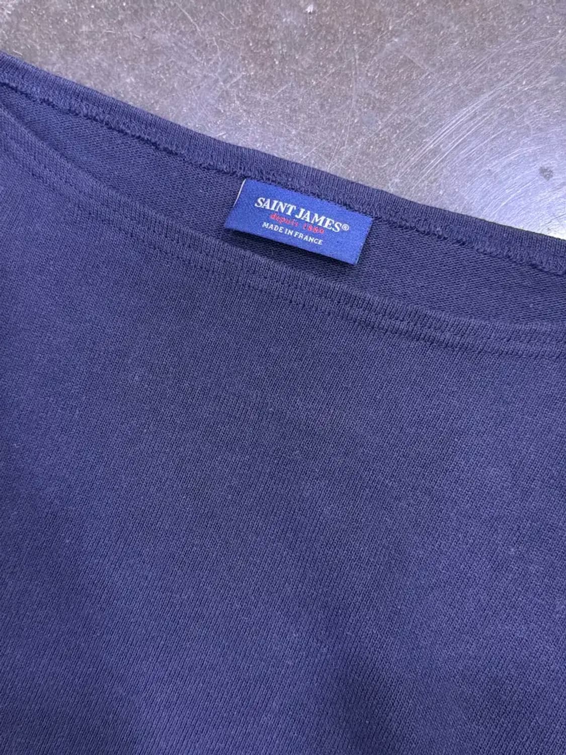 세인트제임스 암로고 스트라이프 패치 긴팔티 네이비 XL 상품이미지3