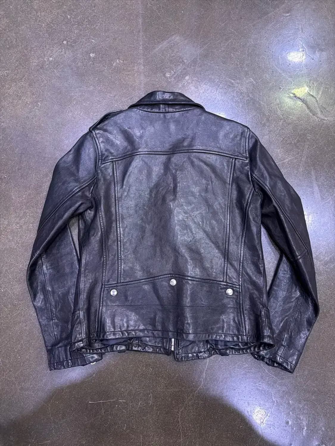 빈티지 양가죽 워싱 레더 지퍼 더블 라이더자켓 S 상품이미지2