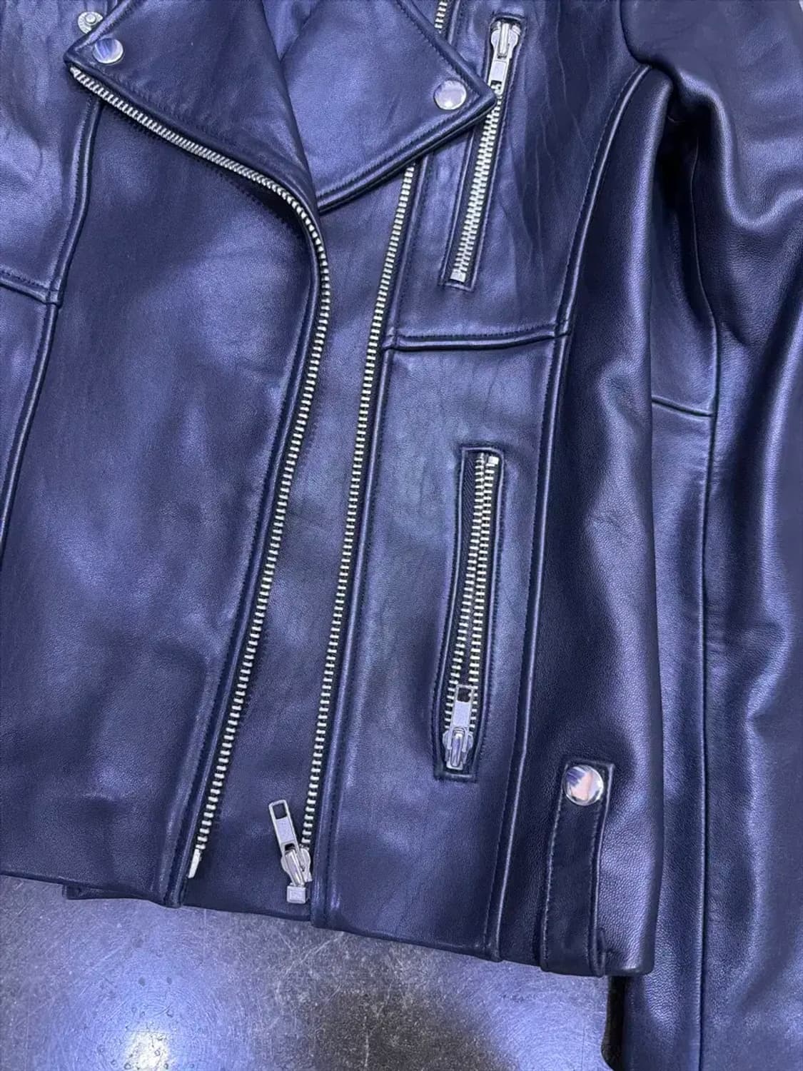 지퍼 양가죽 절개라인 더블 라이더 레더자켓 XS 상품이미지4