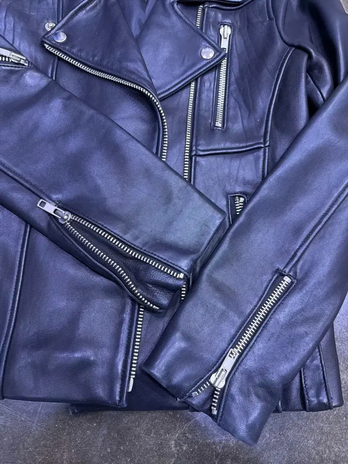 지퍼 양가죽 절개라인 더블 라이더 레더자켓 XS 상품이미지6