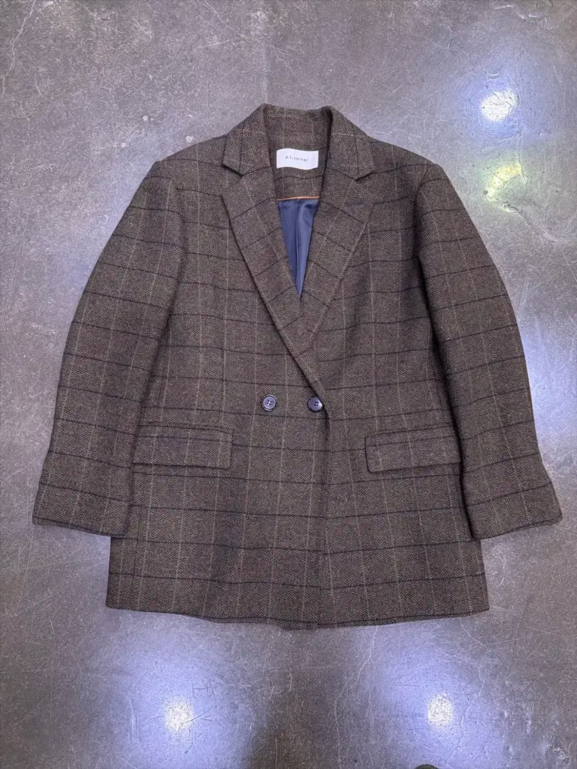 a.t.corner 앳코너 클래식 글렌체크 울 더블 자켓 브라운 M 상품이미지1
