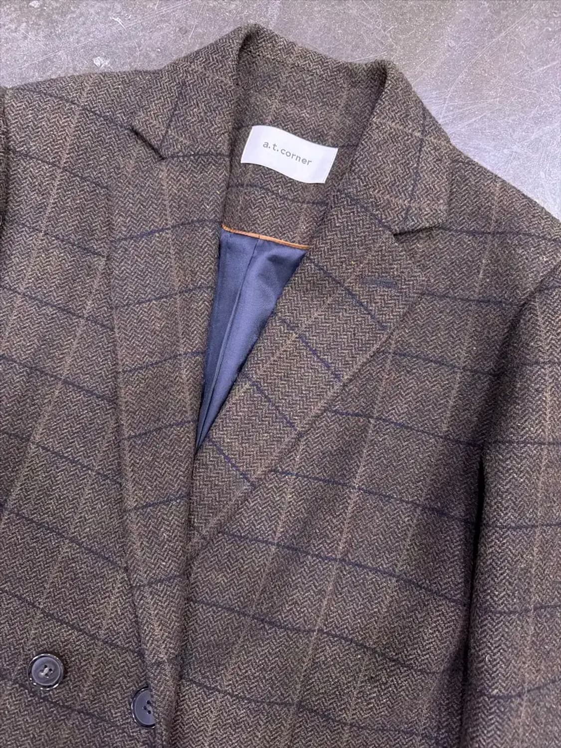 a.t.corner 앳코너 클래식 글렌체크 울 더블 자켓 브라운 M 상품이미지3