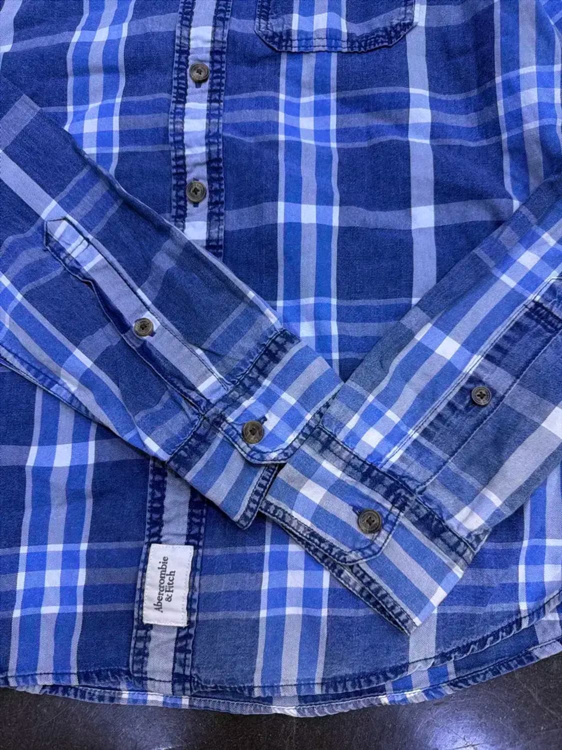 아베크롬비 블루 체크 셔츠 머슬핏 XXL 상품이미지5