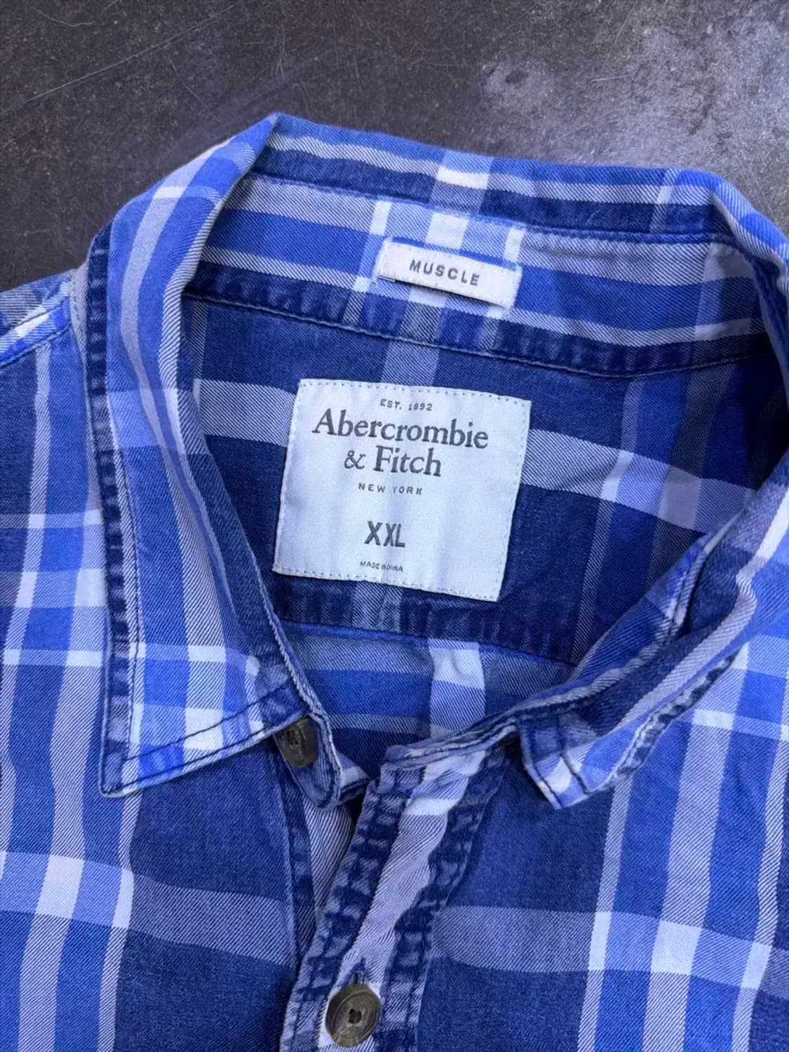 아베크롬비 블루 체크 셔츠 머슬핏 XXL 상품이미지6
