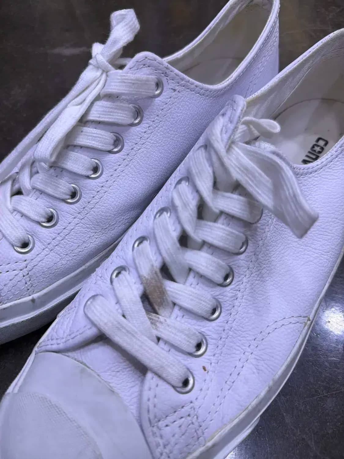 컨버스 잭퍼셀 로우 가죽 레더 화이트 블랙 스니커즈 슈즈 270 상품이미지4