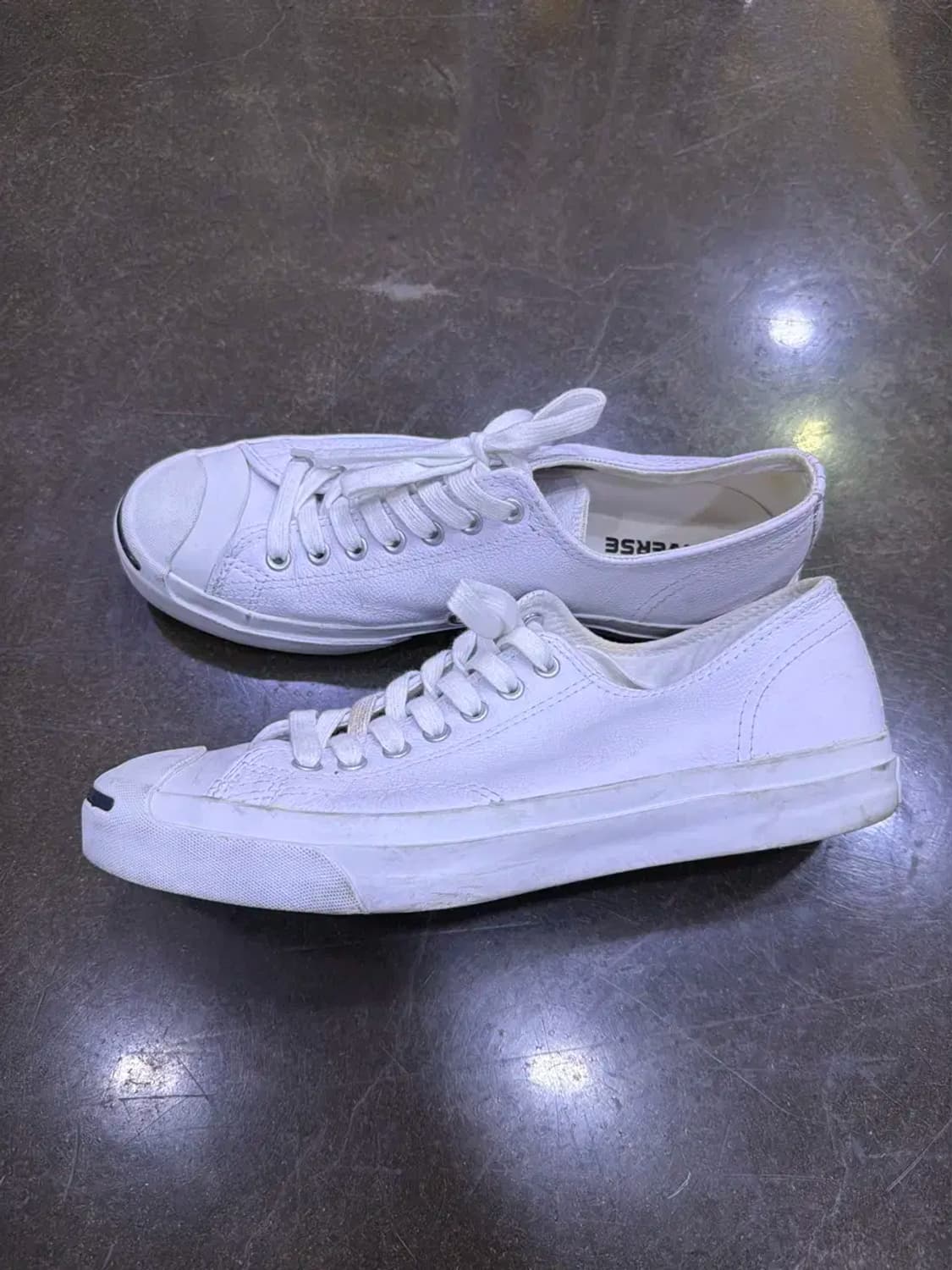 컨버스 잭퍼셀 로우 가죽 레더 화이트 블랙 스니커즈 슈즈 270 상품이미지5