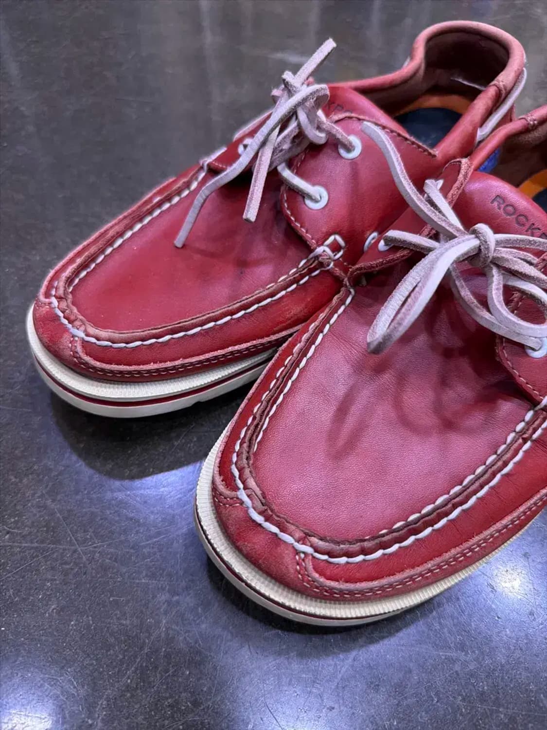 락포트 레더 클래식 보트슈즈 레드 270 상품이미지3