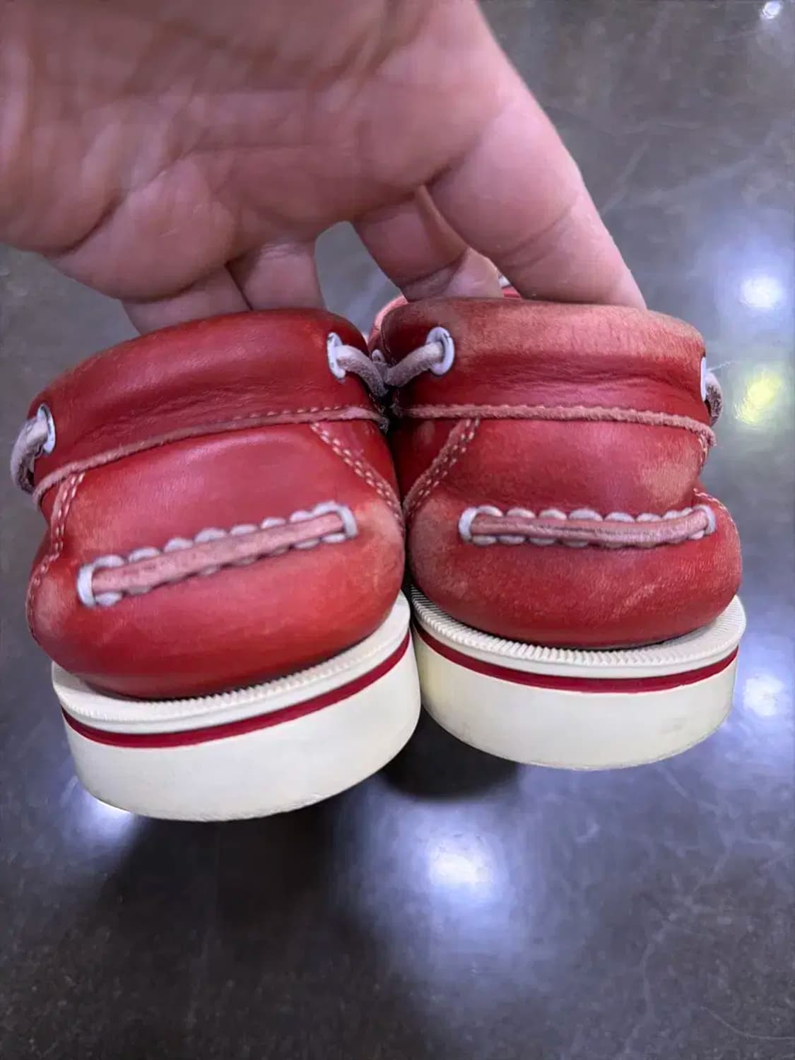 락포트 레더 클래식 보트슈즈 레드 270 상품이미지6