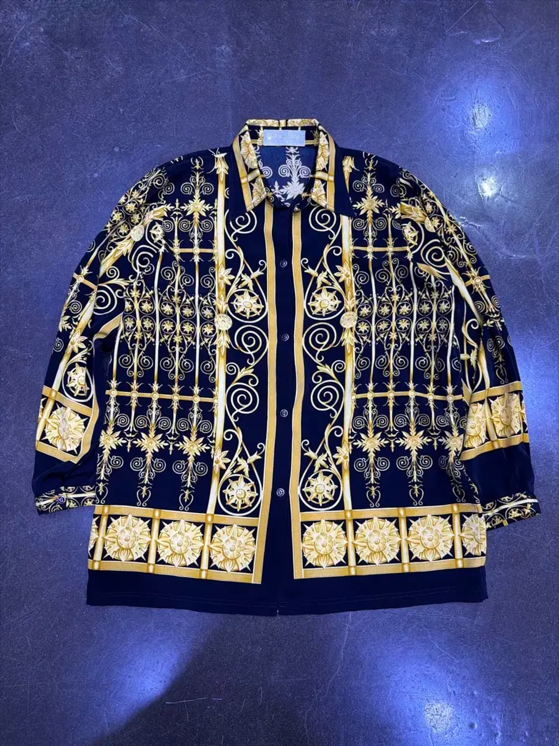 그랜드 핸드 우븐 바로크 패턴 퓨어실크 셔츠 M 상품이미지1