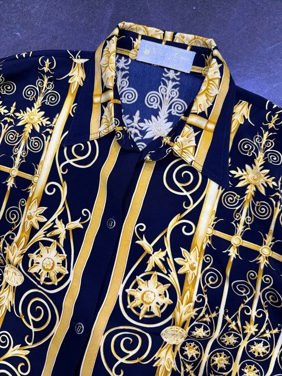 그랜드 핸드 우븐 바로크 패턴 퓨어실크 셔츠 M 상품이미지3