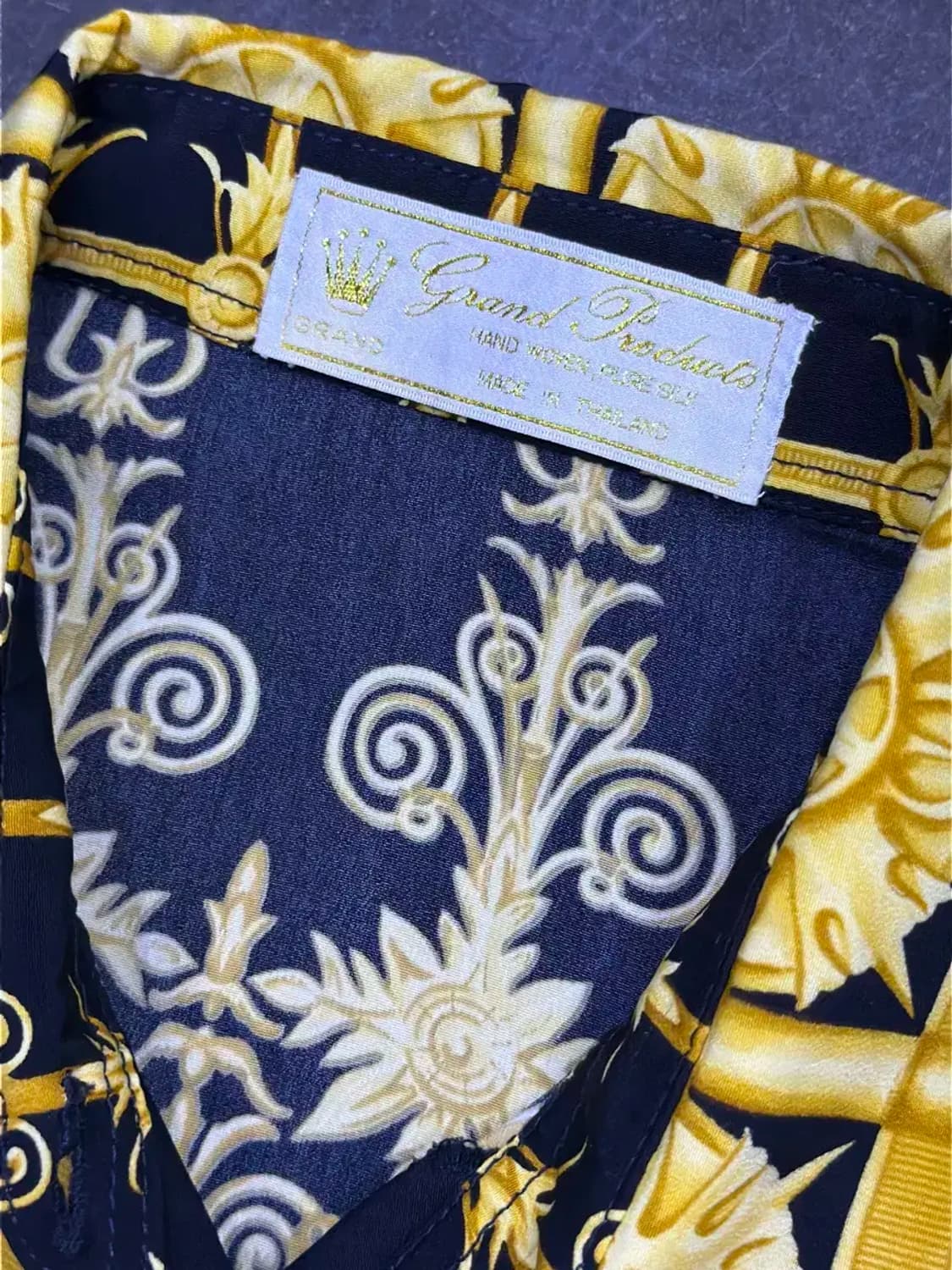 그랜드 핸드 우븐 바로크 패턴 퓨어실크 셔츠 M 상품이미지4